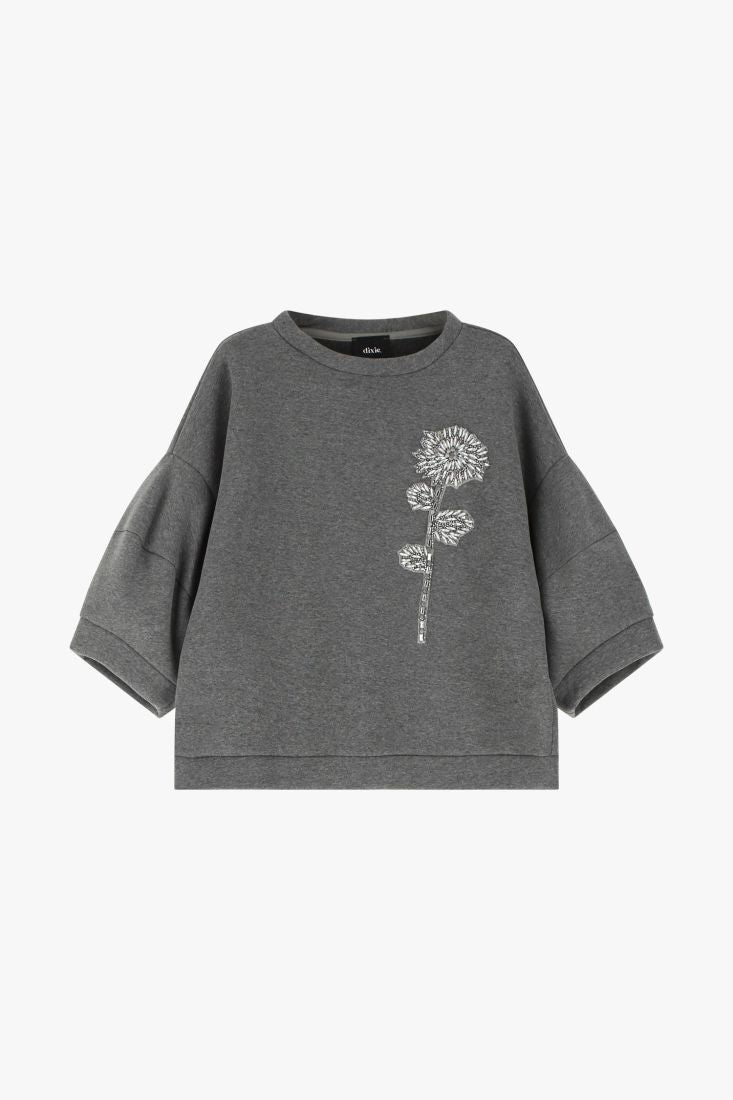 Sweatshirt with Floral Embroidery