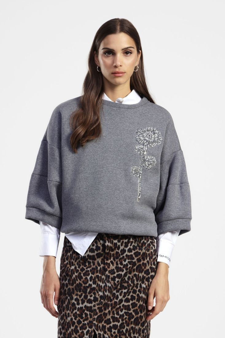 Sweatshirt with Floral Embroidery
