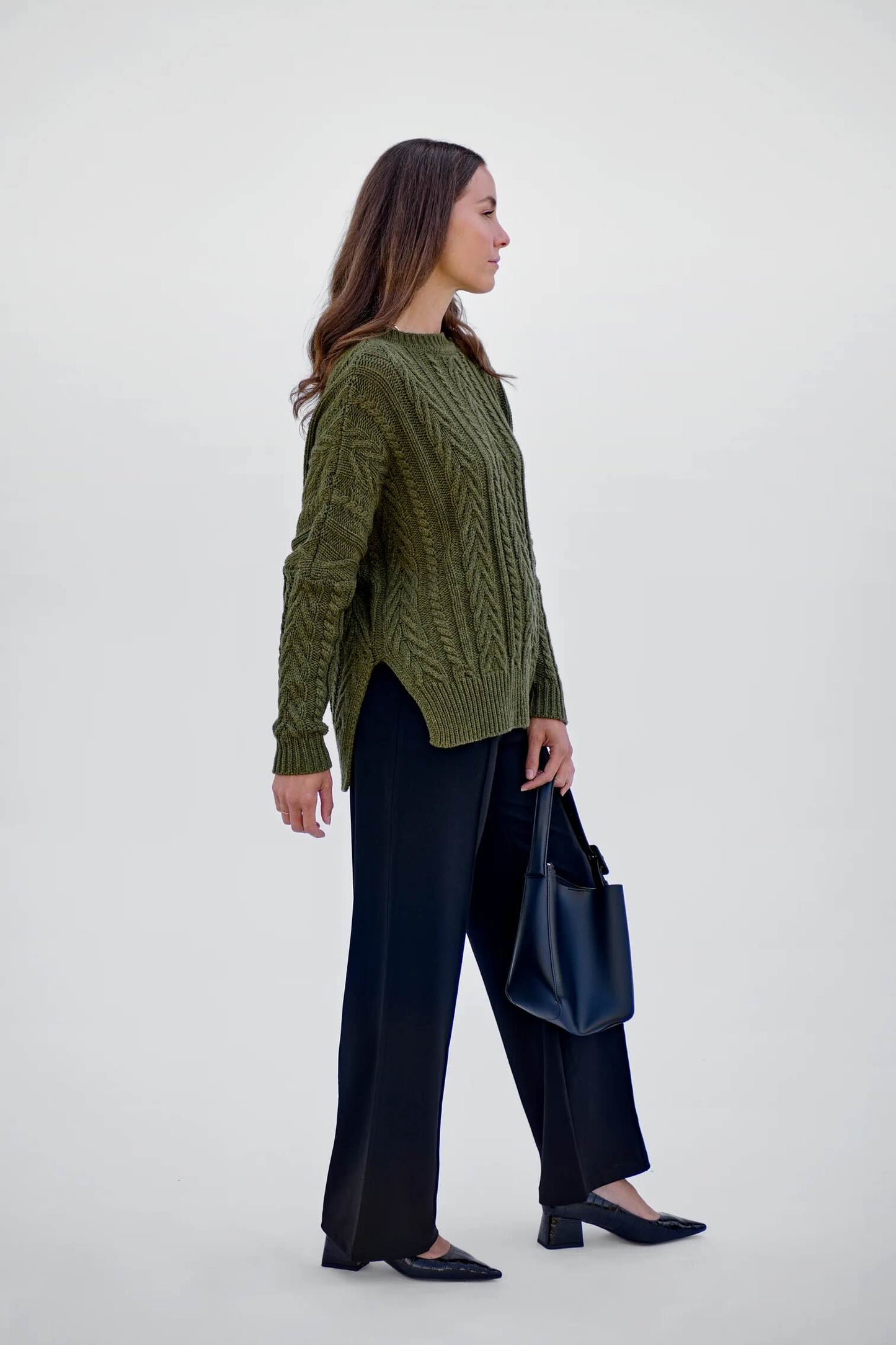 Maxted Soft Touch Cable Pullover-Khaki