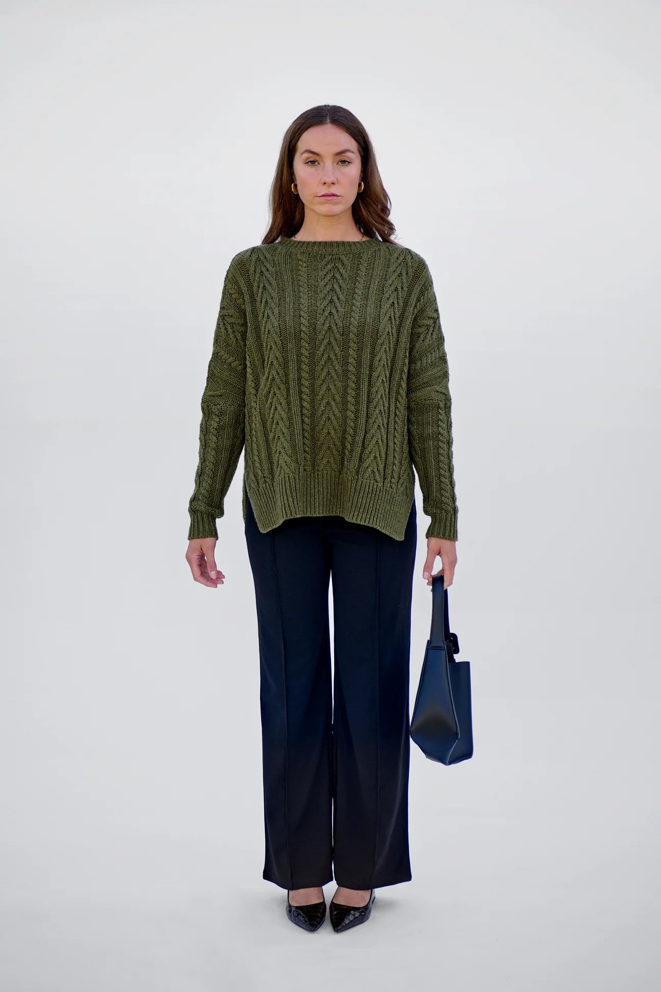 Maxted Soft Touch Cable Pullover-Khaki