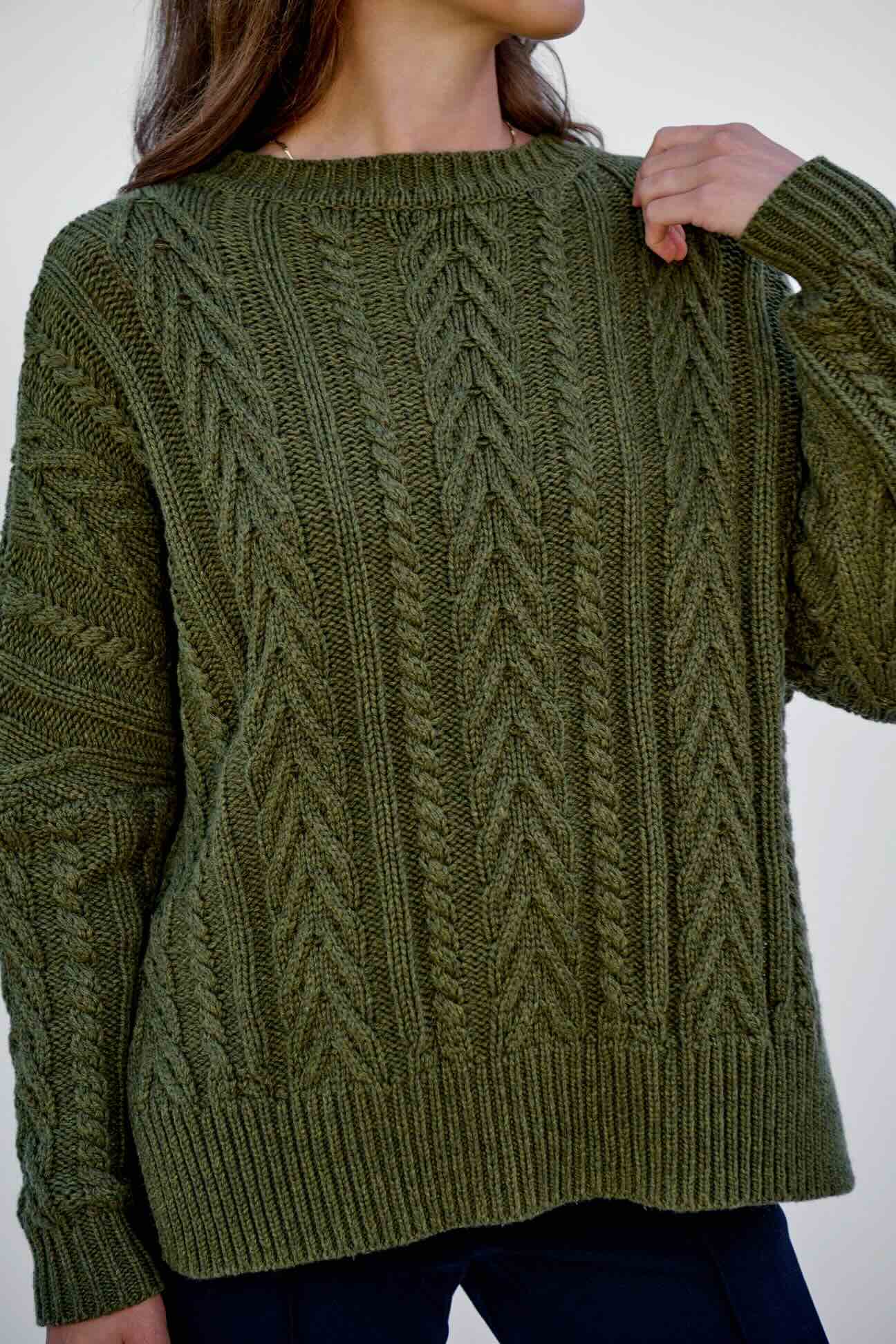 Maxted Soft Touch Cable Pullover-Khaki