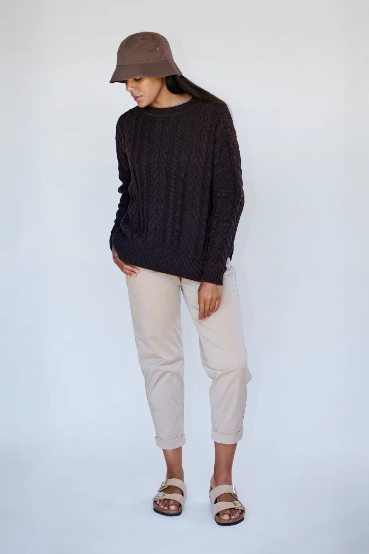 Maxted Soft Touch Cable Pullover- Chocolate