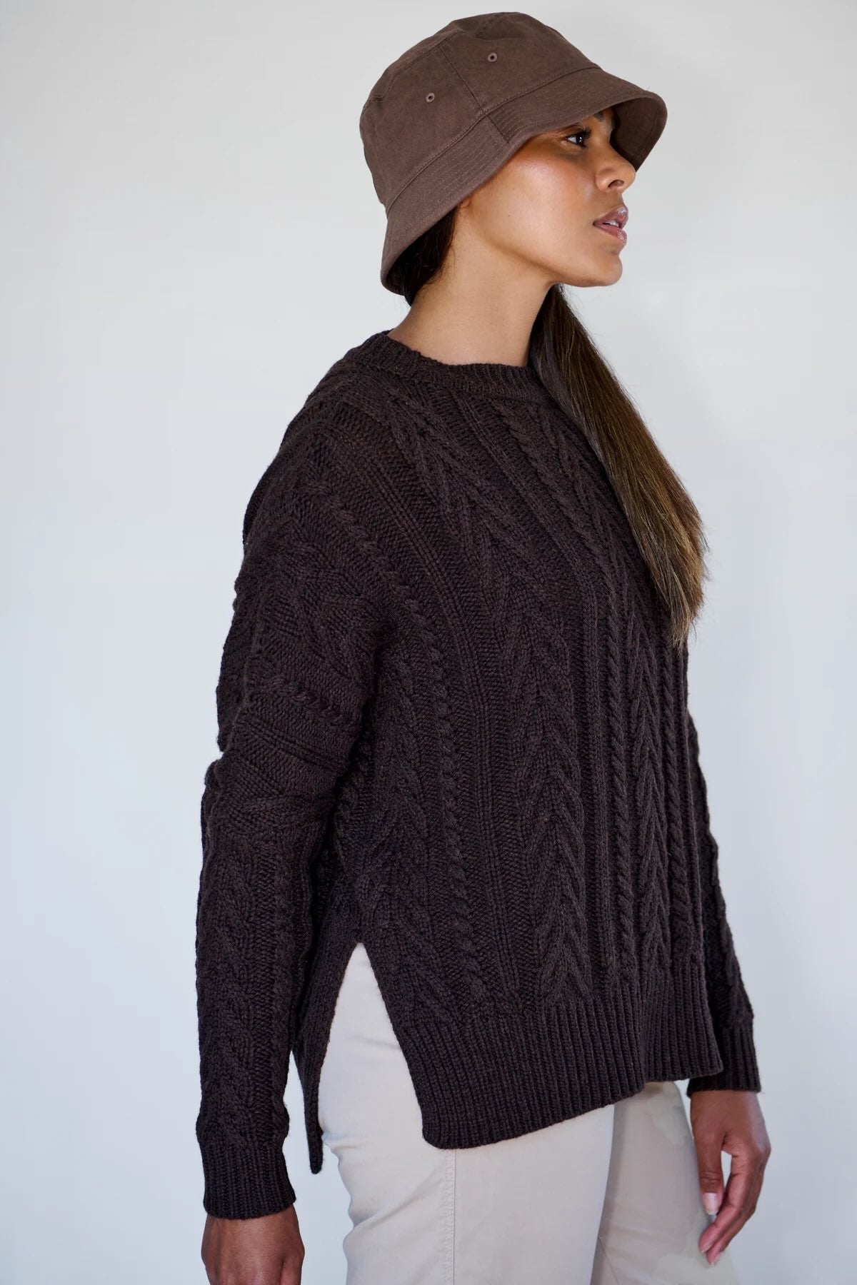 Maxted Soft Touch Cable Pullover- Chocolate