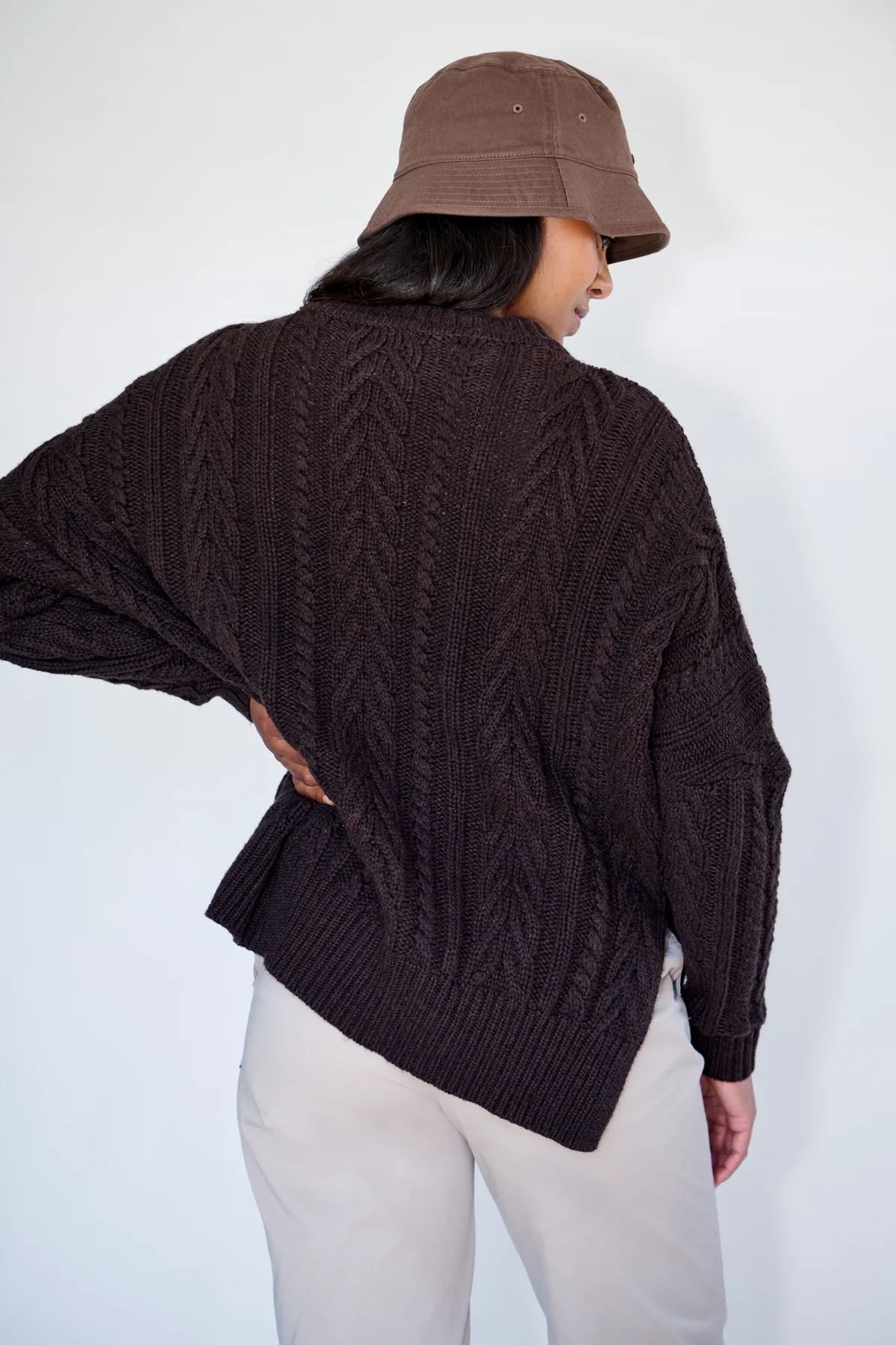 Maxted Soft Touch Cable Pullover- Chocolate