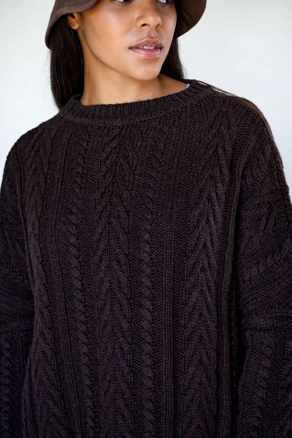 Maxted Soft Touch Cable Pullover- Chocolate