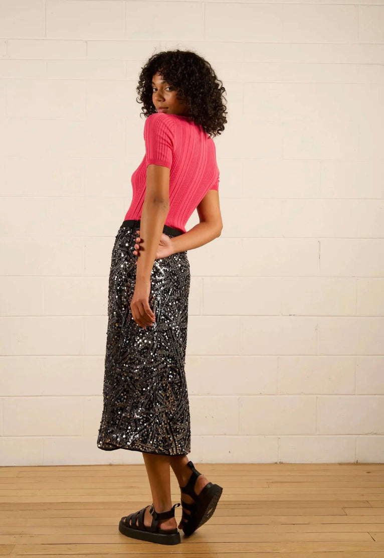 Alexis Short Sleeve Knit Top-Pink