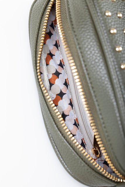 Aggie Bag- Khaki Gold Stud
