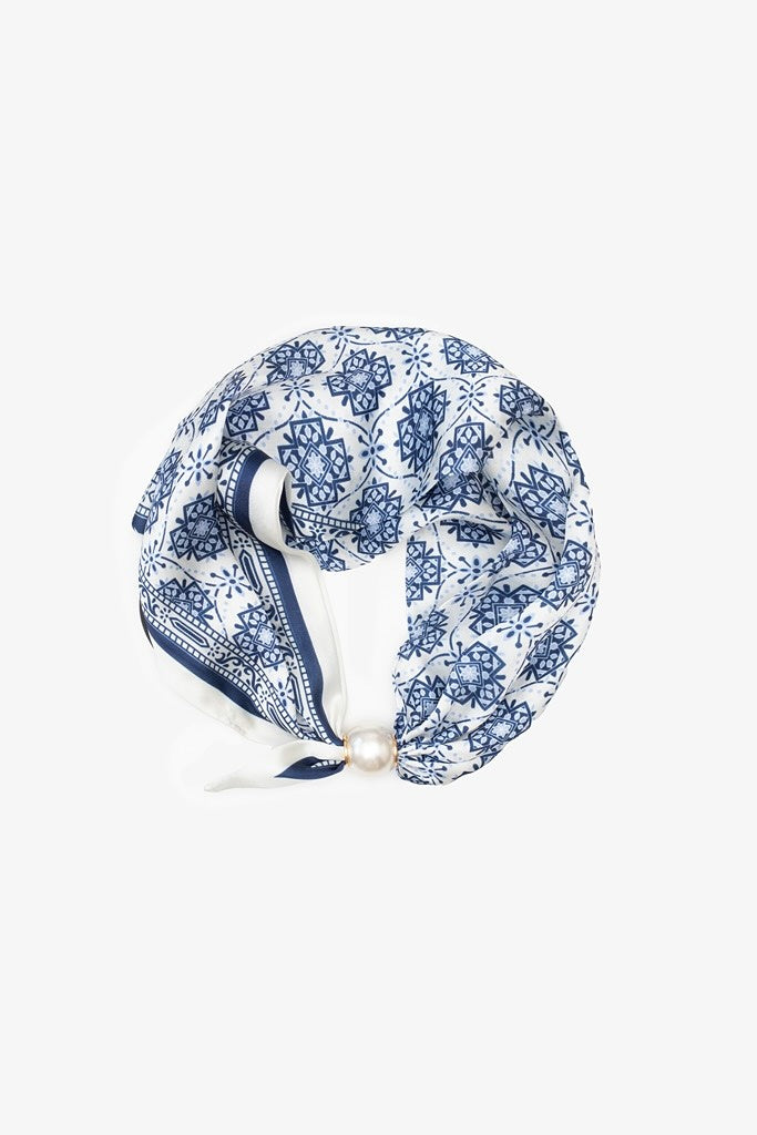 Pearl Fasten Neck Tie - Porcelain Cross
