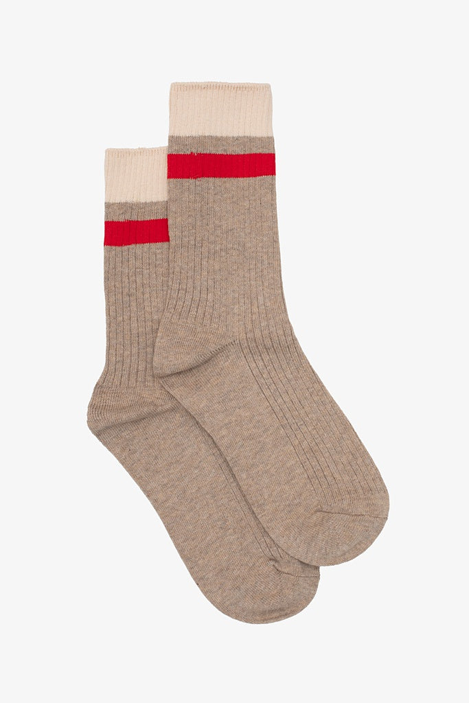 Varsity Sock - Red & Oat