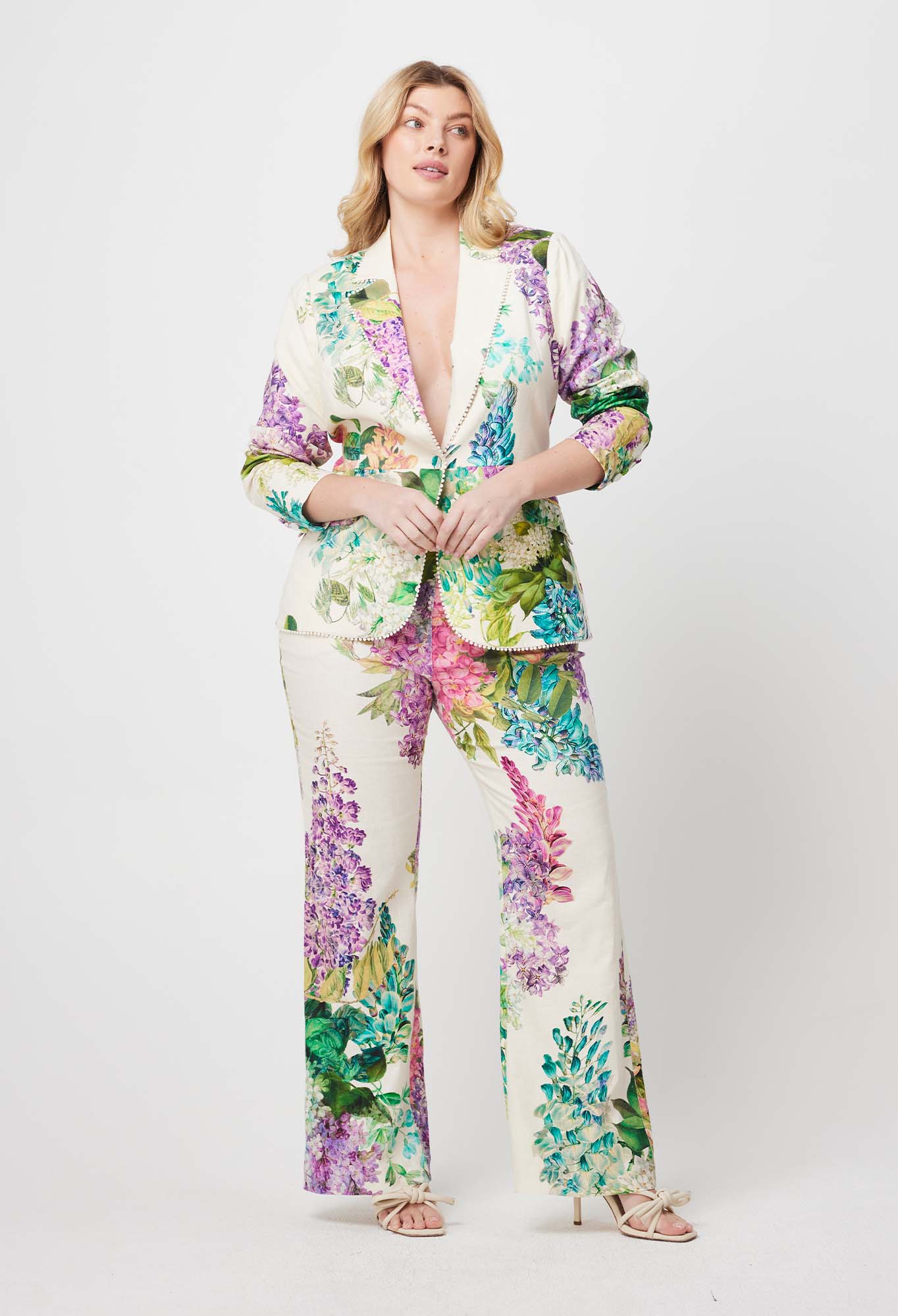 Bahia Linen Rayon Pant in Wisteria Alba