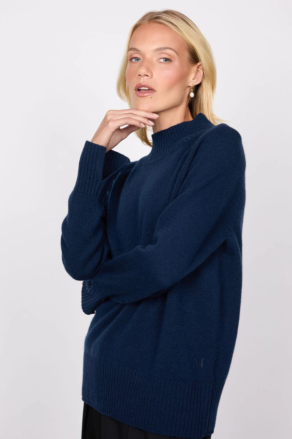 Cashmere Funnel Neck - Midnight