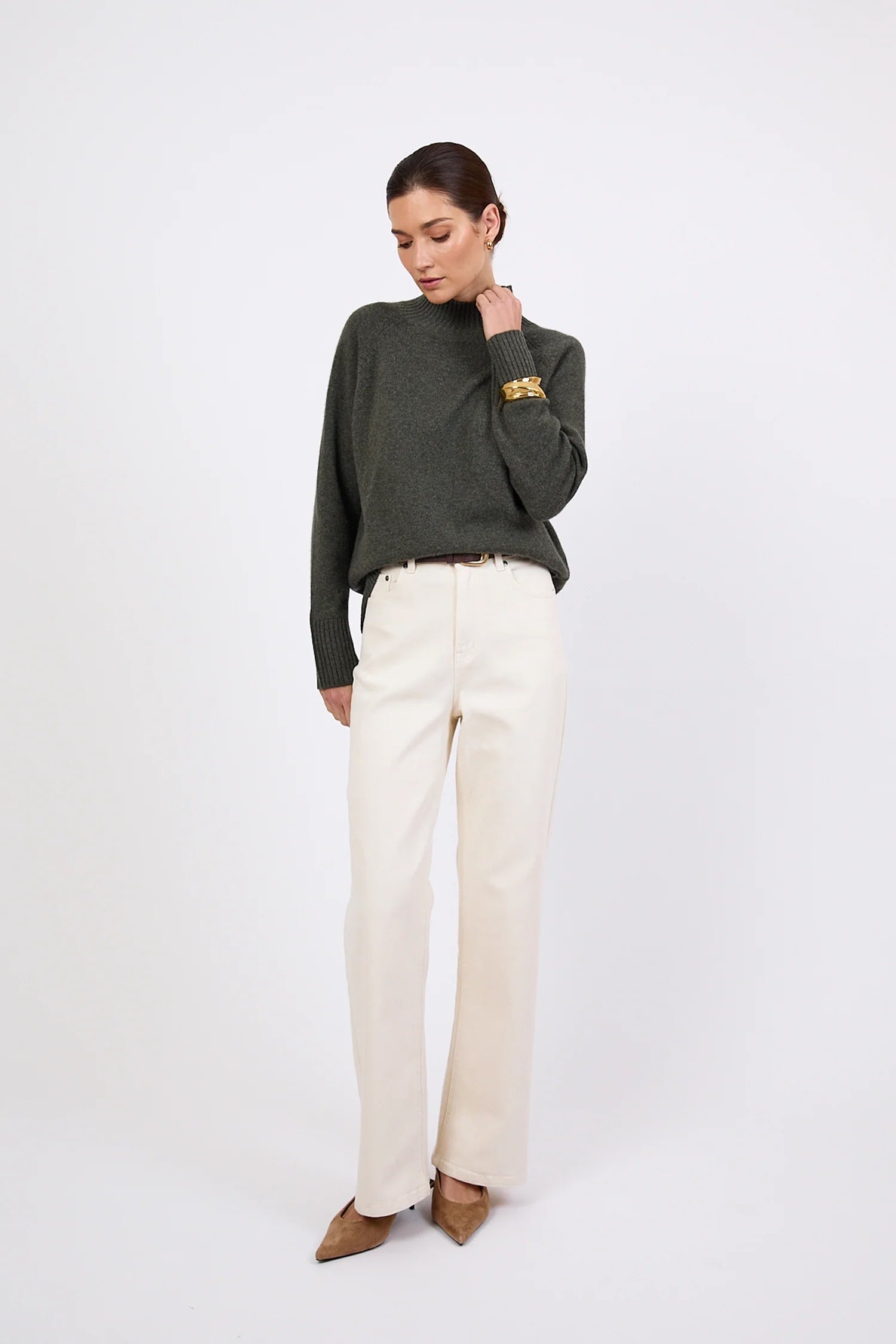 Cashmere Funnel Neck - Pine