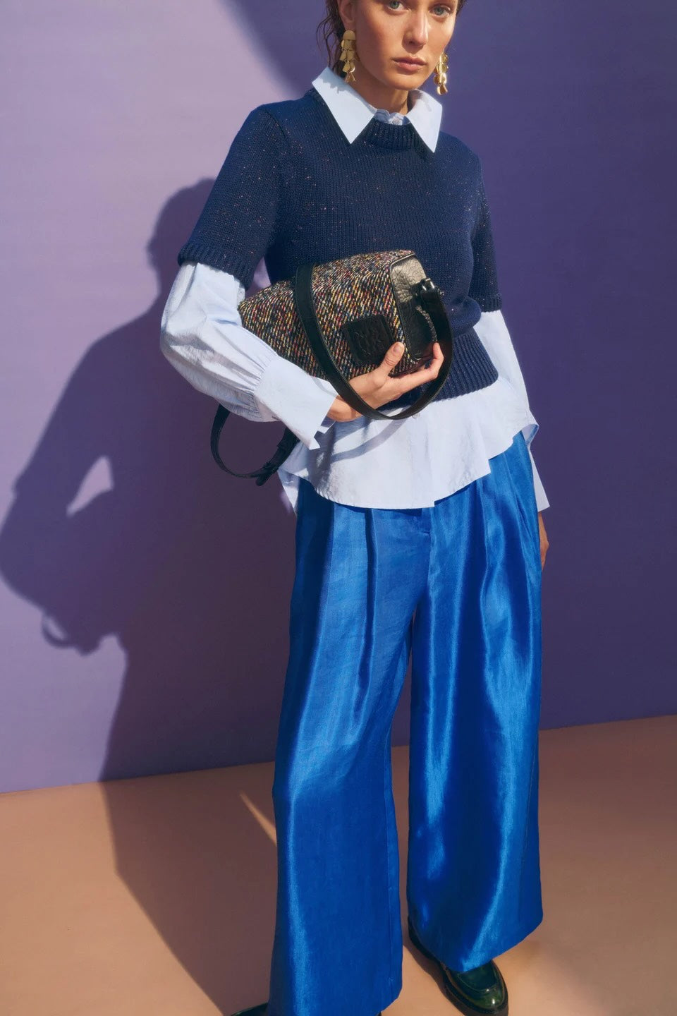 ELK Luft Lurex Knit Top-Navy/Copper