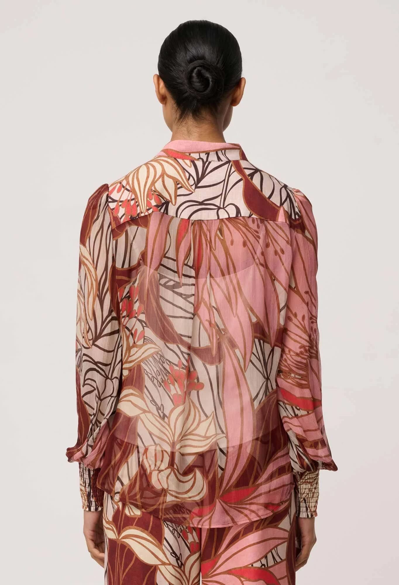 Freya Sheer Blouse with Embellished Neck Detail