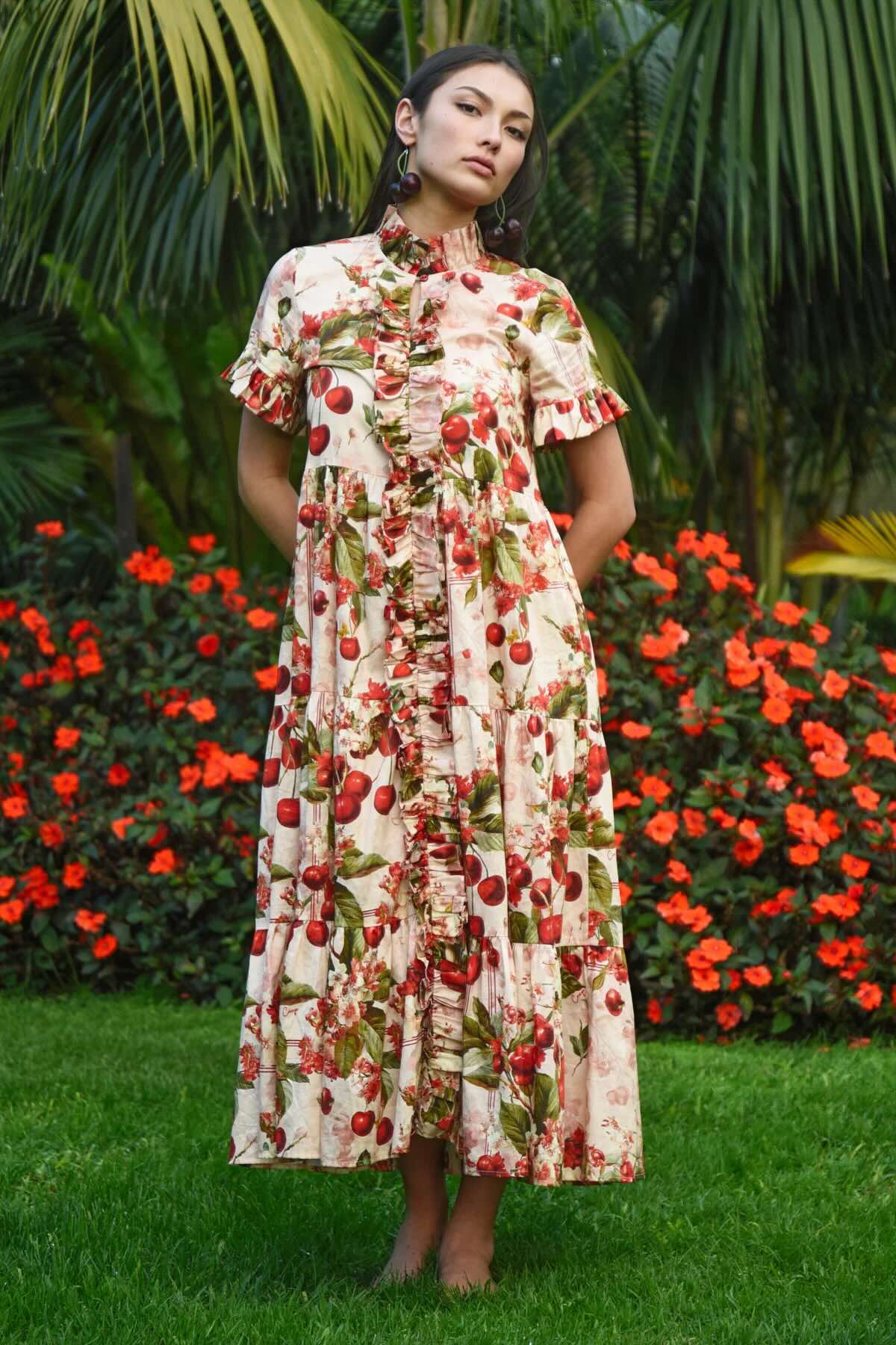 Frillaxed Dress - Cherry