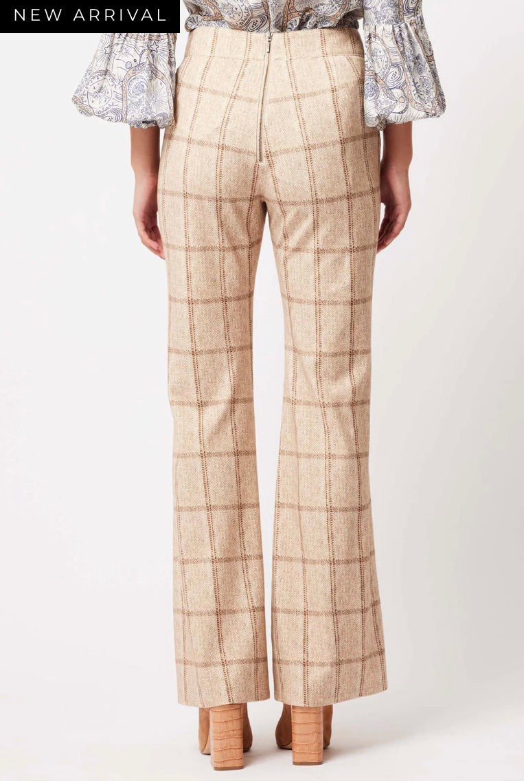 Once Was Getty Ponte Pant in Oatmeal Check