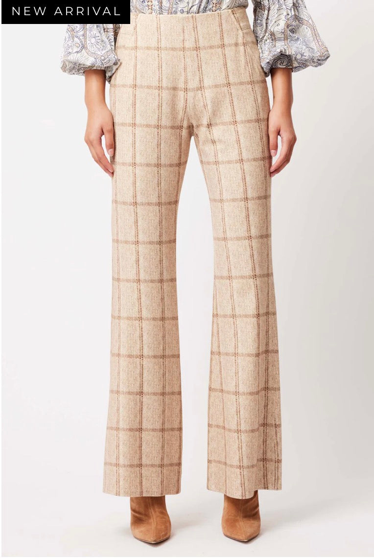 Once Was Getty Ponte Pant in Oatmeal Check