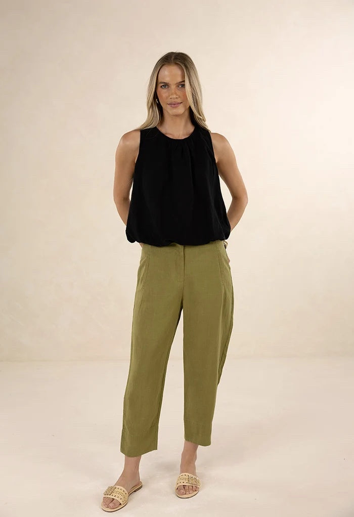 Huxe Linen Pant - Olive