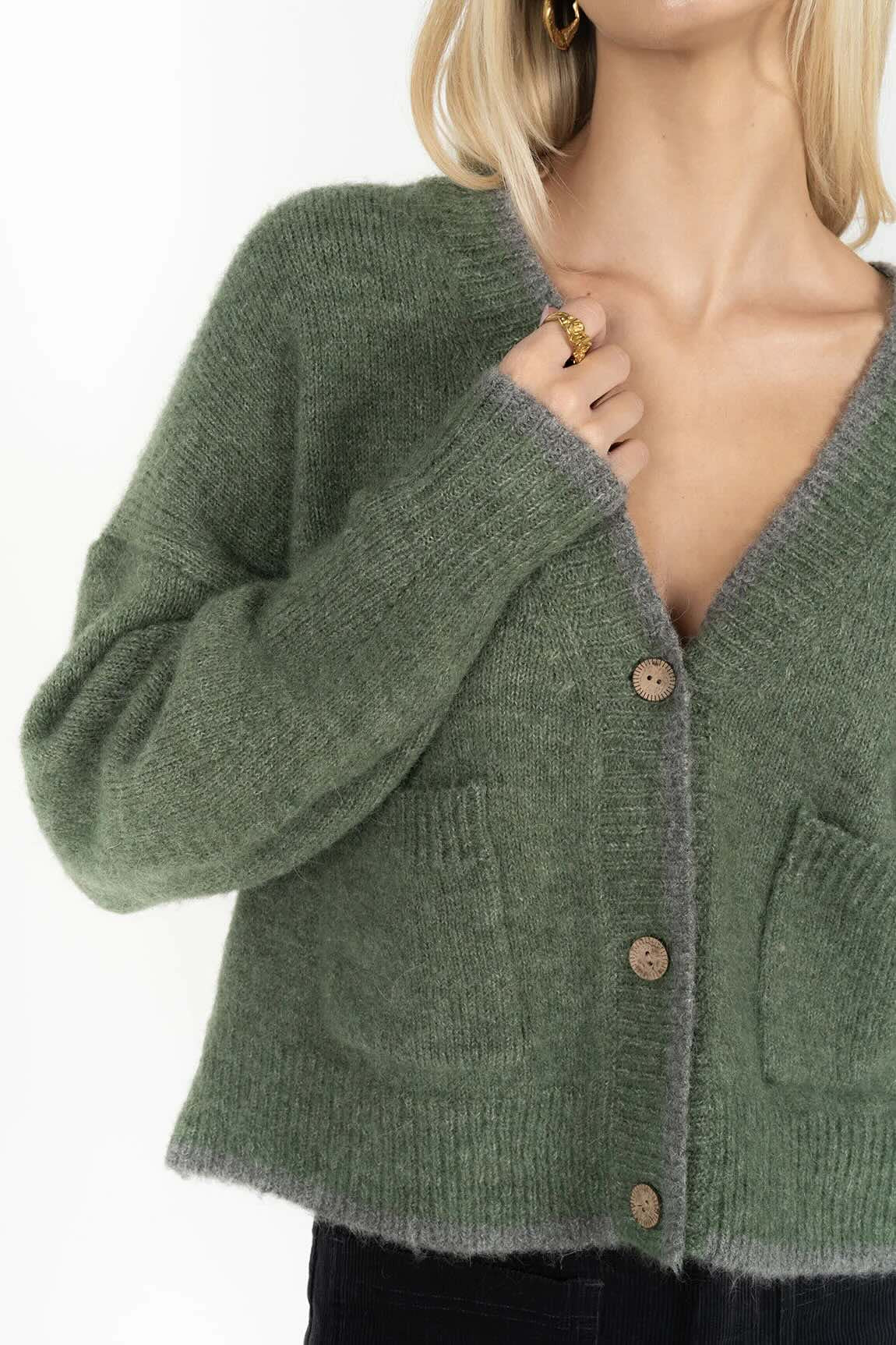 Romi Cardi - Green/ Grey
