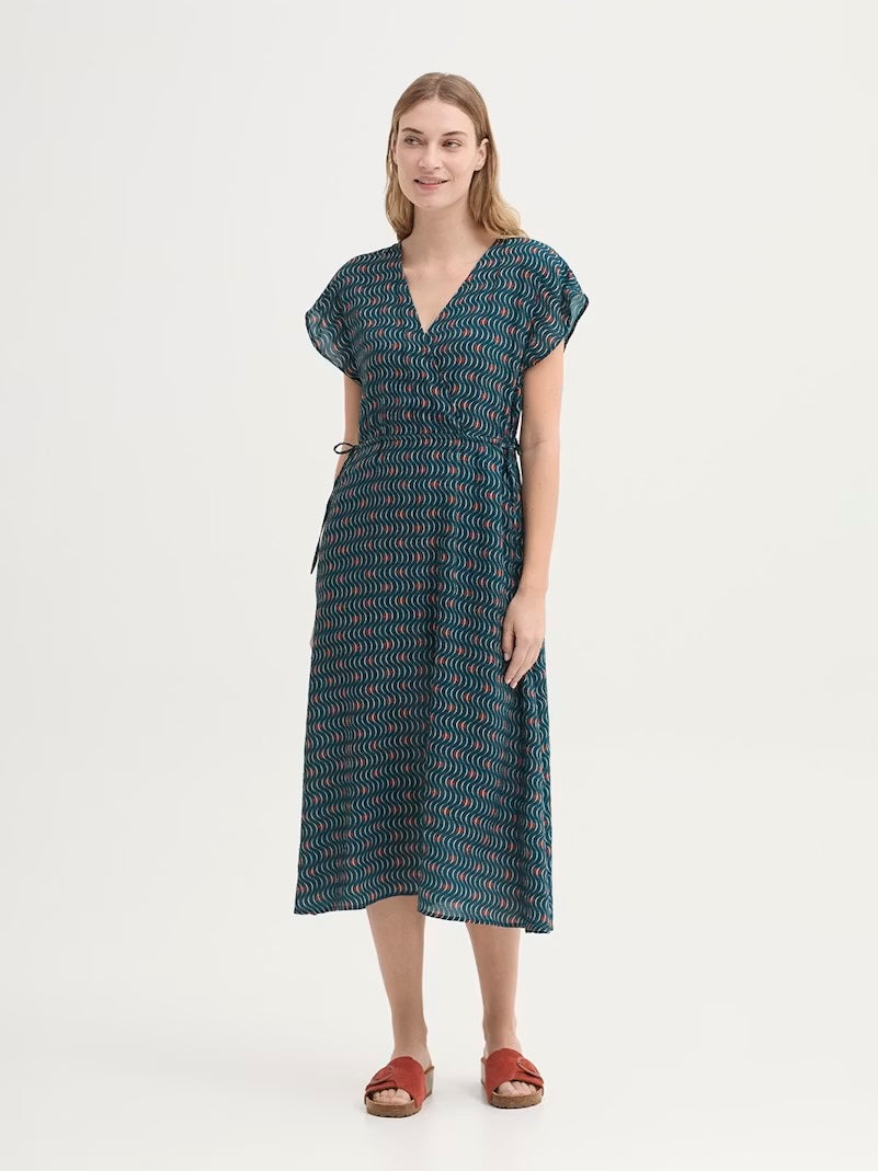 Hellenic Waves Print Midi Dress