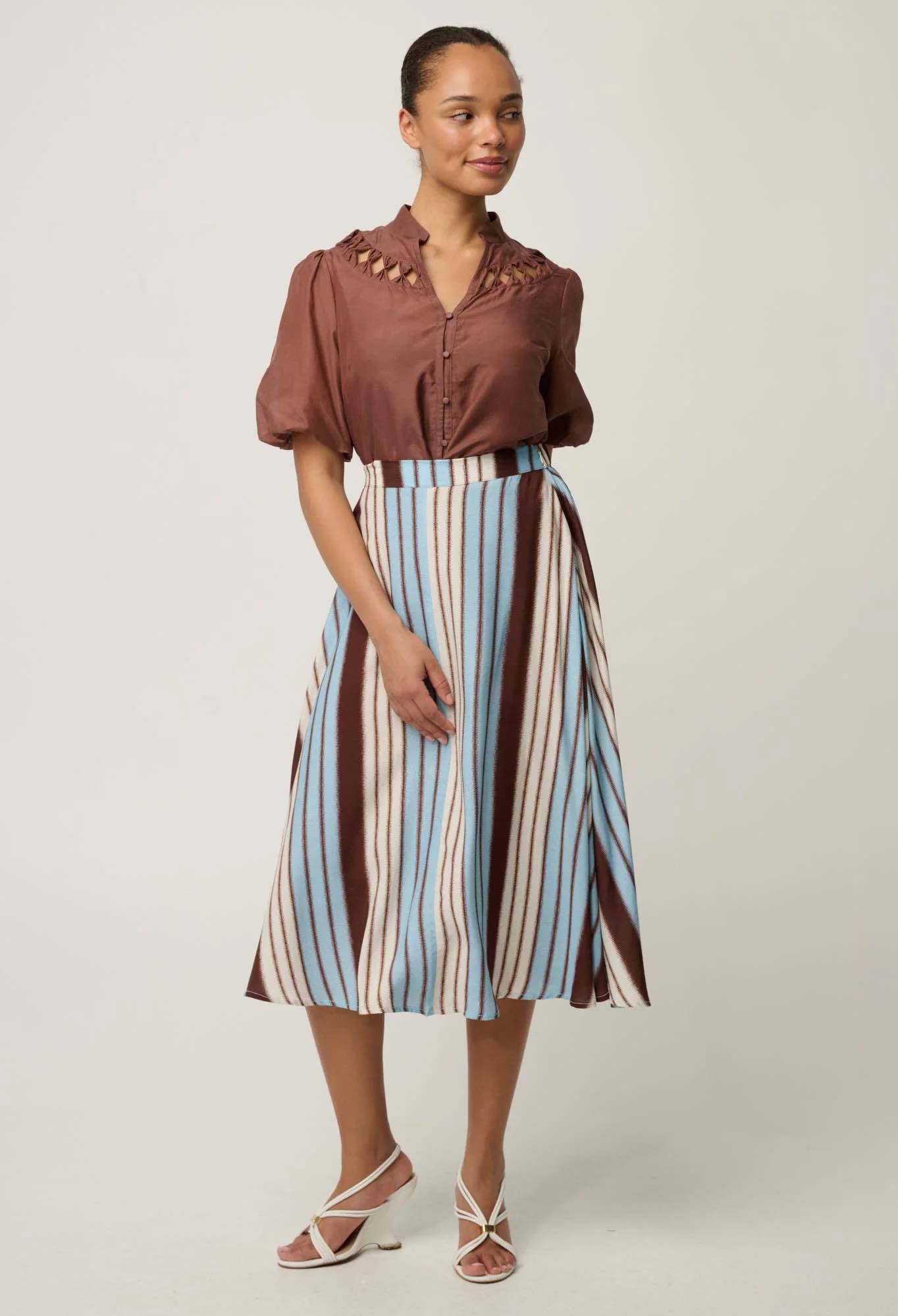 Iris Viscose Blend Skirt in Indescent Stripe