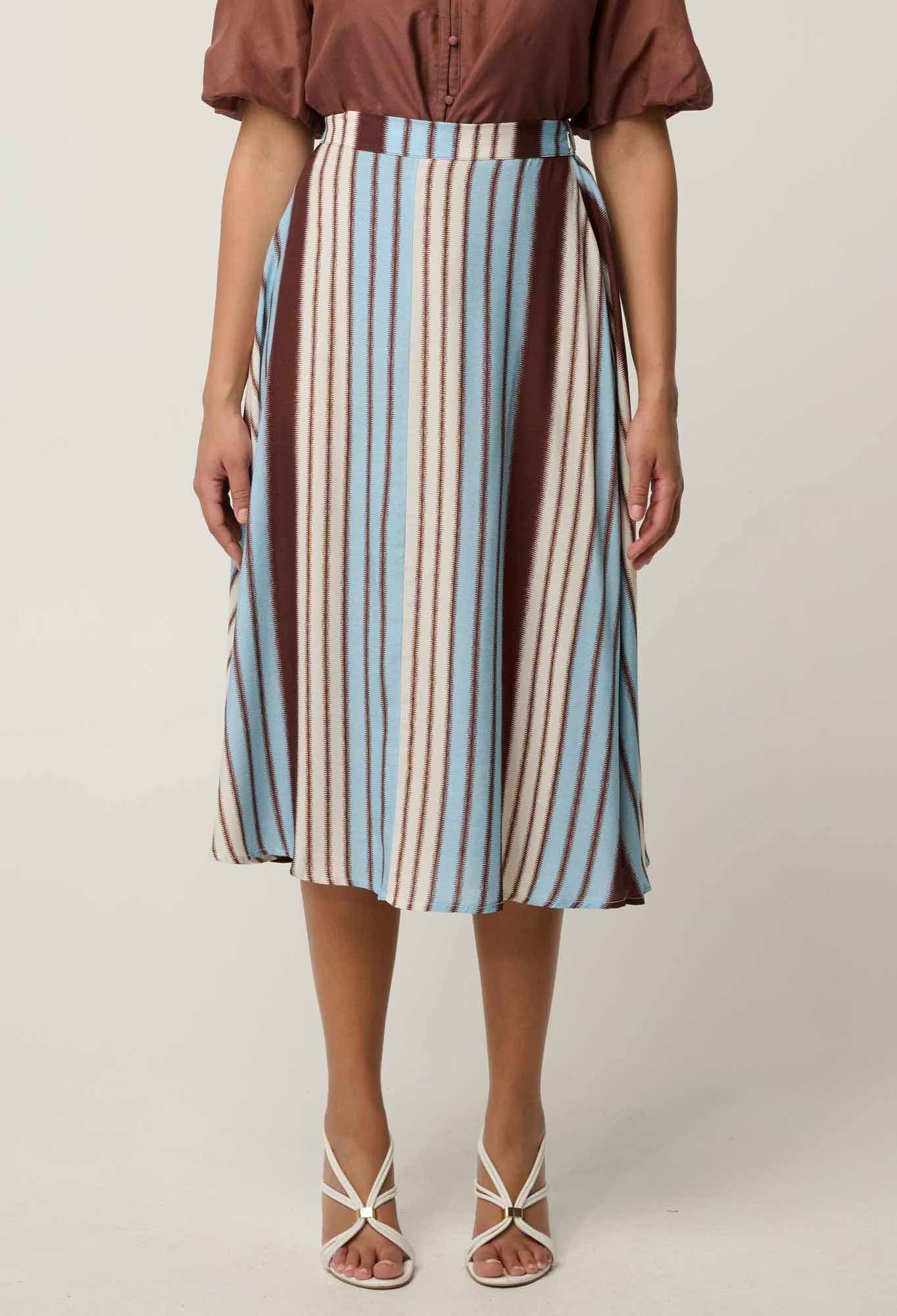 Iris Viscose Blend Skirt in Indescent Stripe