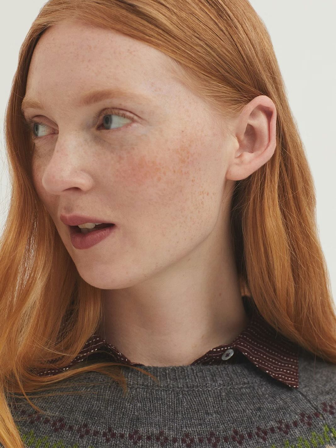 Wool Jumper with Jacquard Fretwork