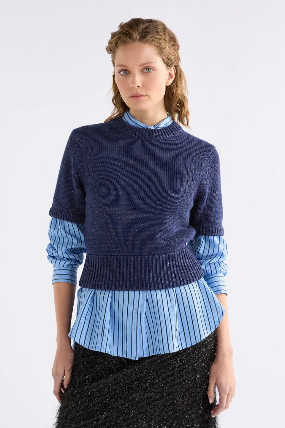 ELK Luft Lurex Knit Top-Navy/Copper