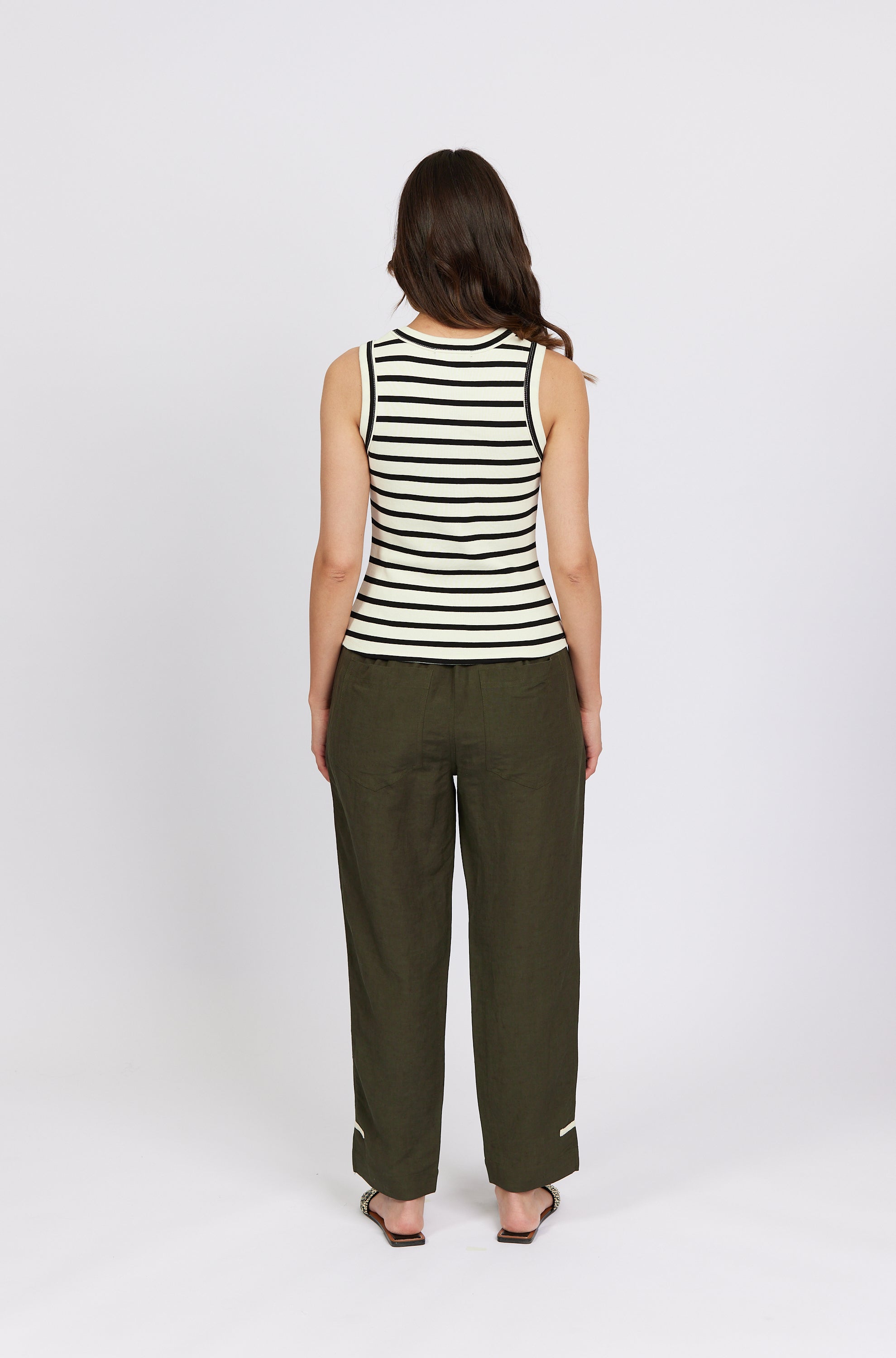 True Tank -Black/Ecru Stripe