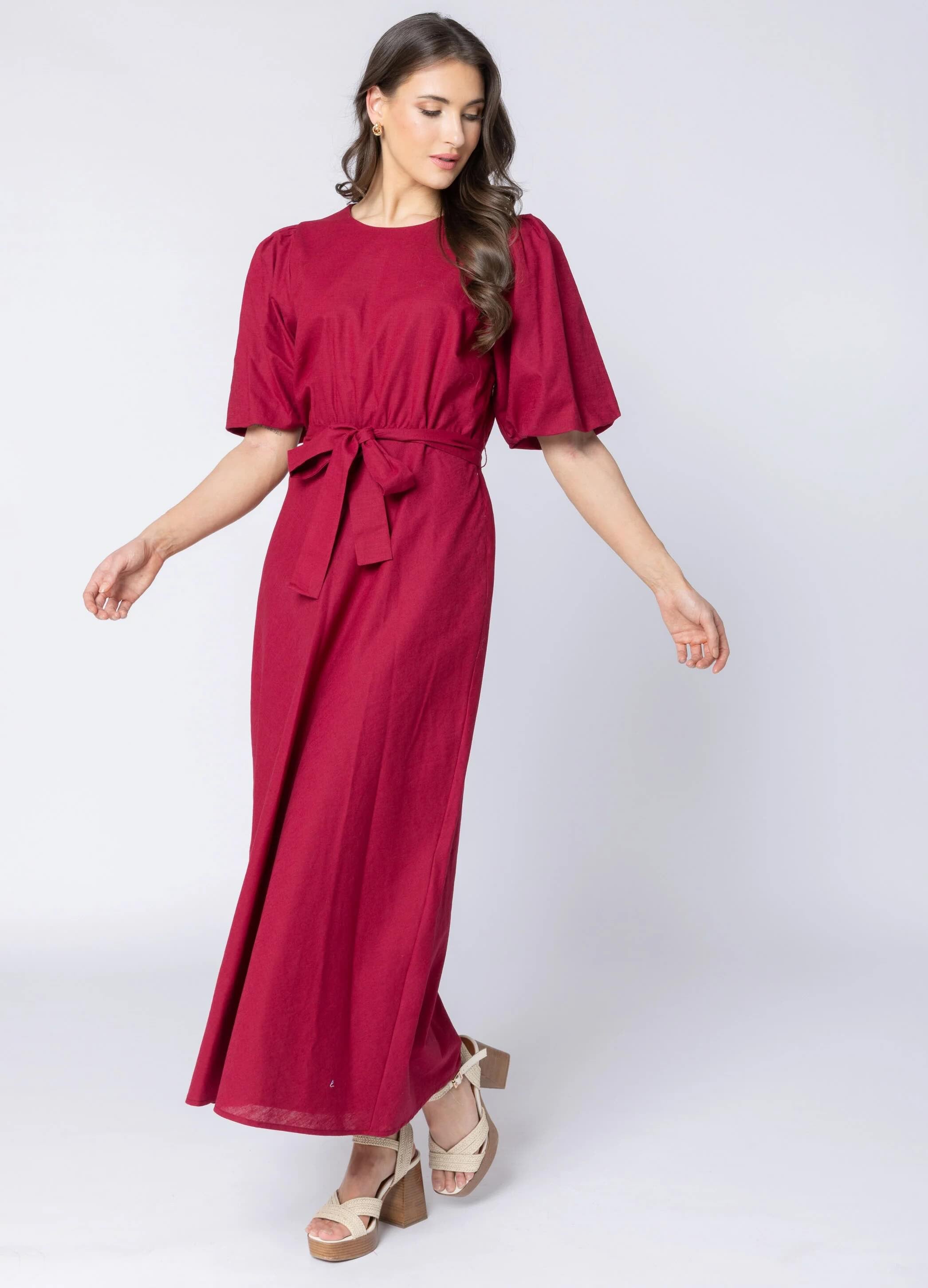 Sparkling Dress - Merlot Linen