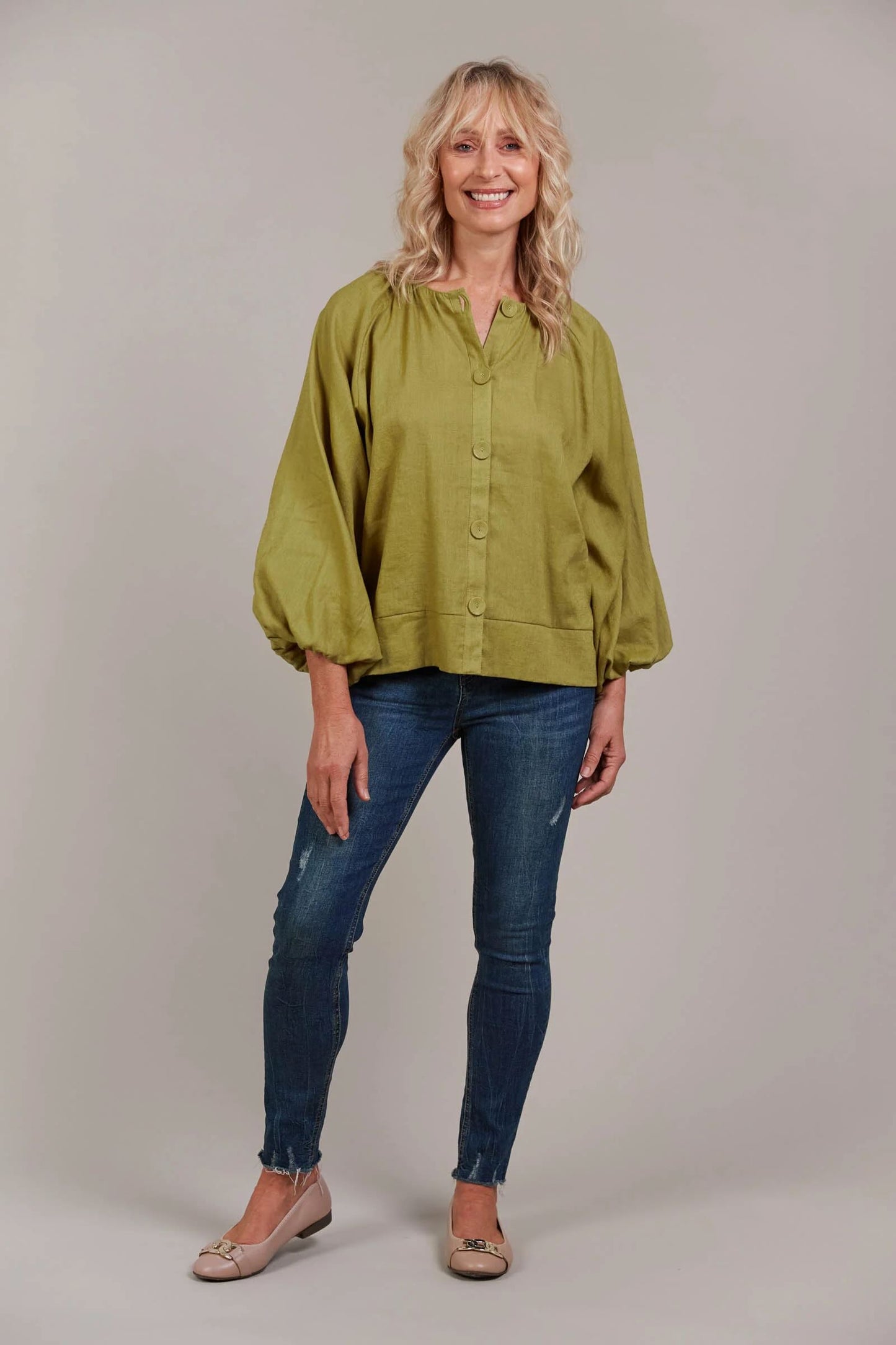 Laax Button Blouse - Chartreuse