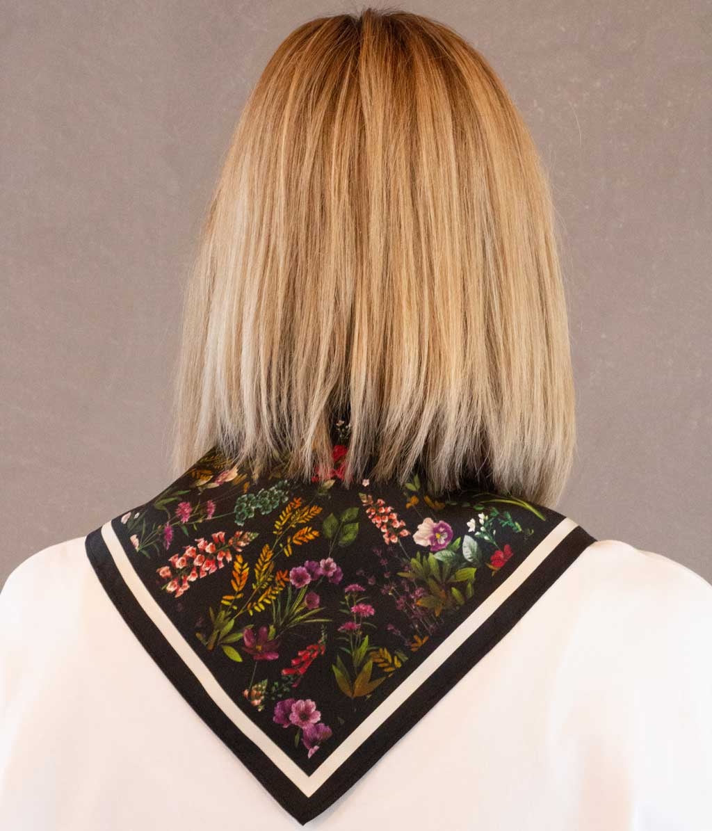Maisie Silk Scarf 53x53 - Black Floral