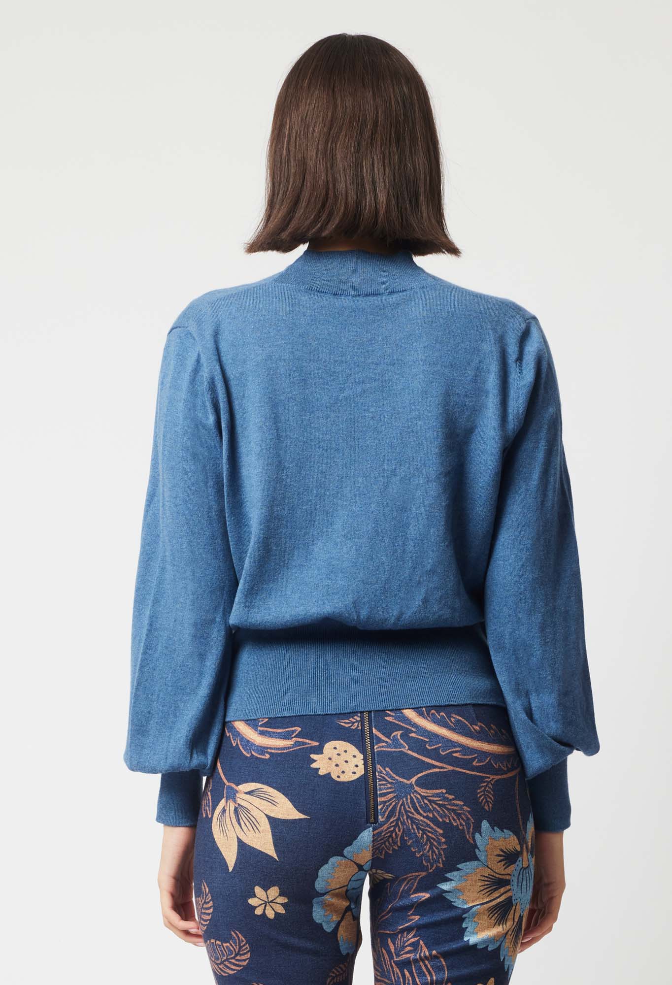 Once Was Pavillion Merino Wool Cotton Knit in Han Blue