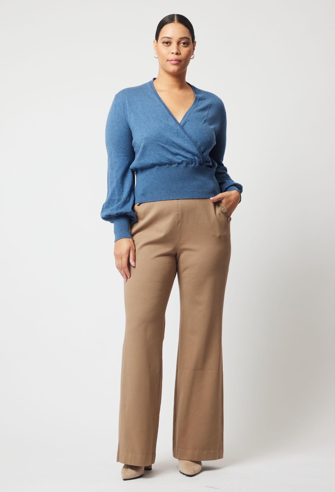 Once Was Pavillion Merino Wool Cotton Knit in Han Blue
