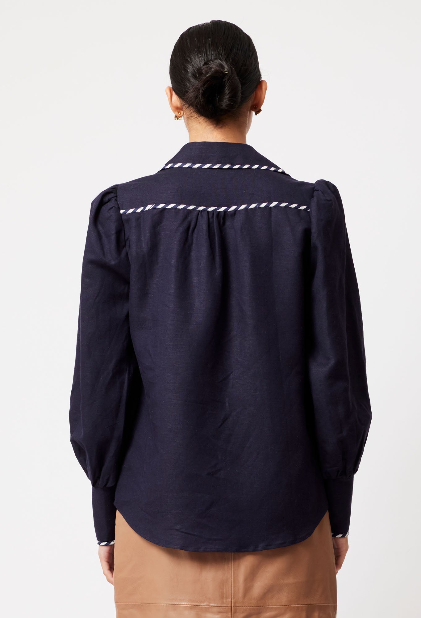 Once Was Pisces Linen Viscose Shirt in Ink