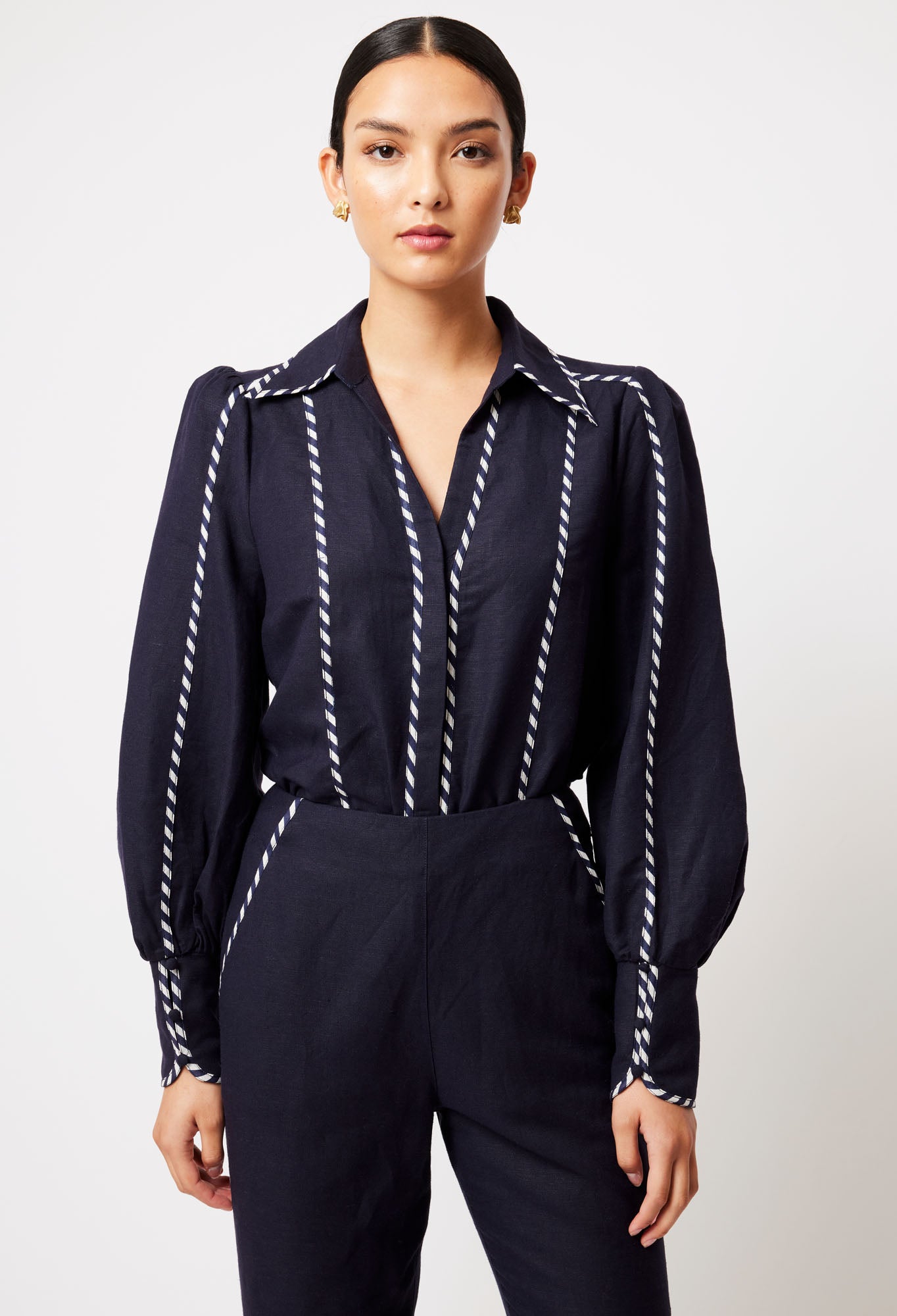 Once Was Pisces Linen Viscose Shirt in Ink