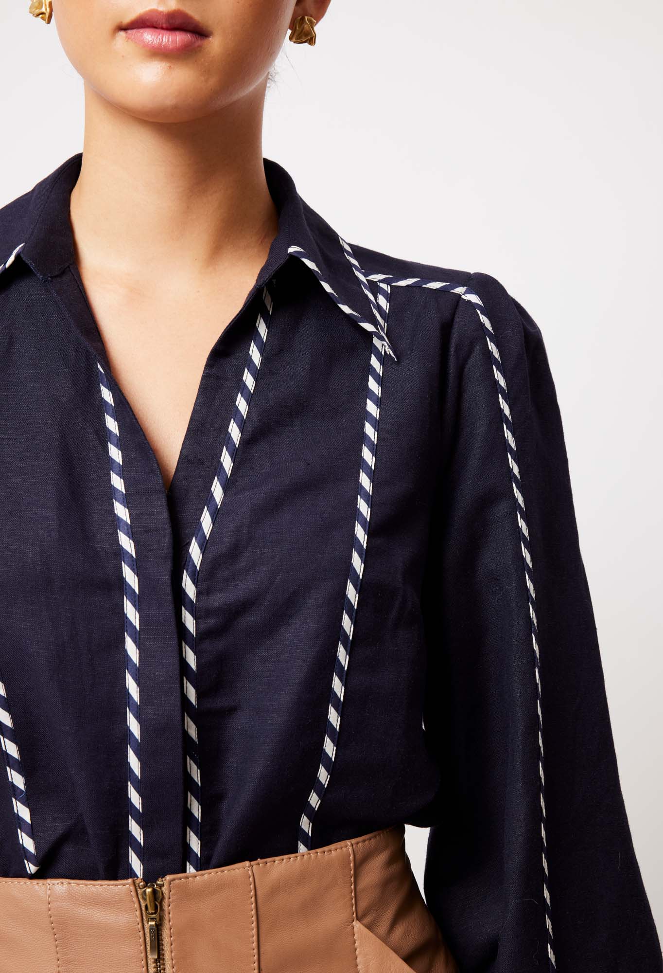 Once Was Pisces Linen Viscose Shirt in Ink