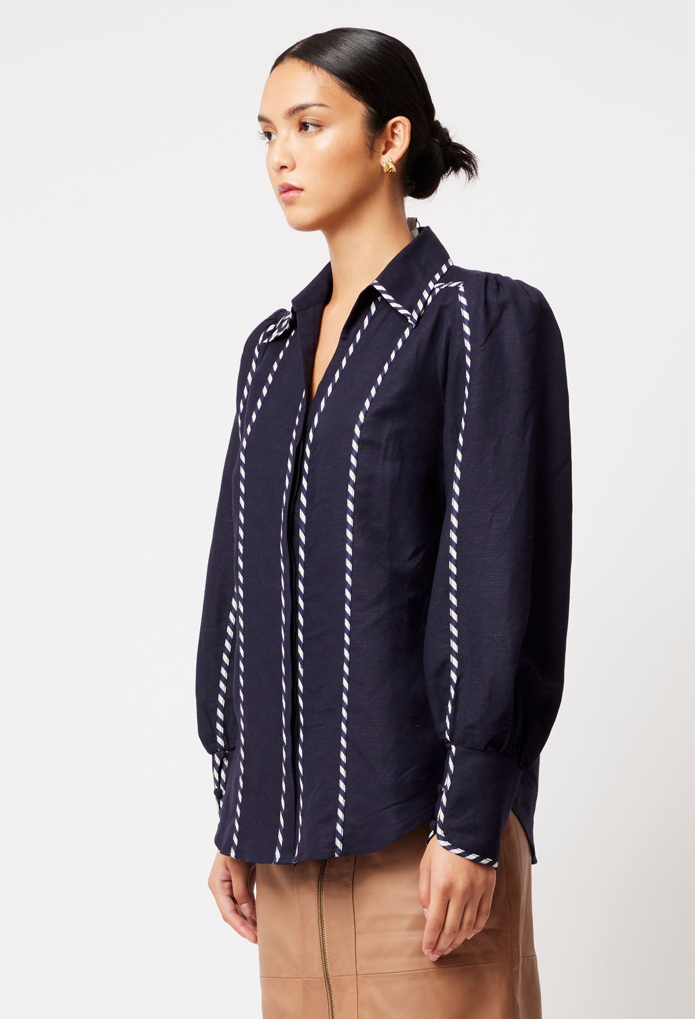 Once Was Pisces Linen Viscose Shirt in Ink
