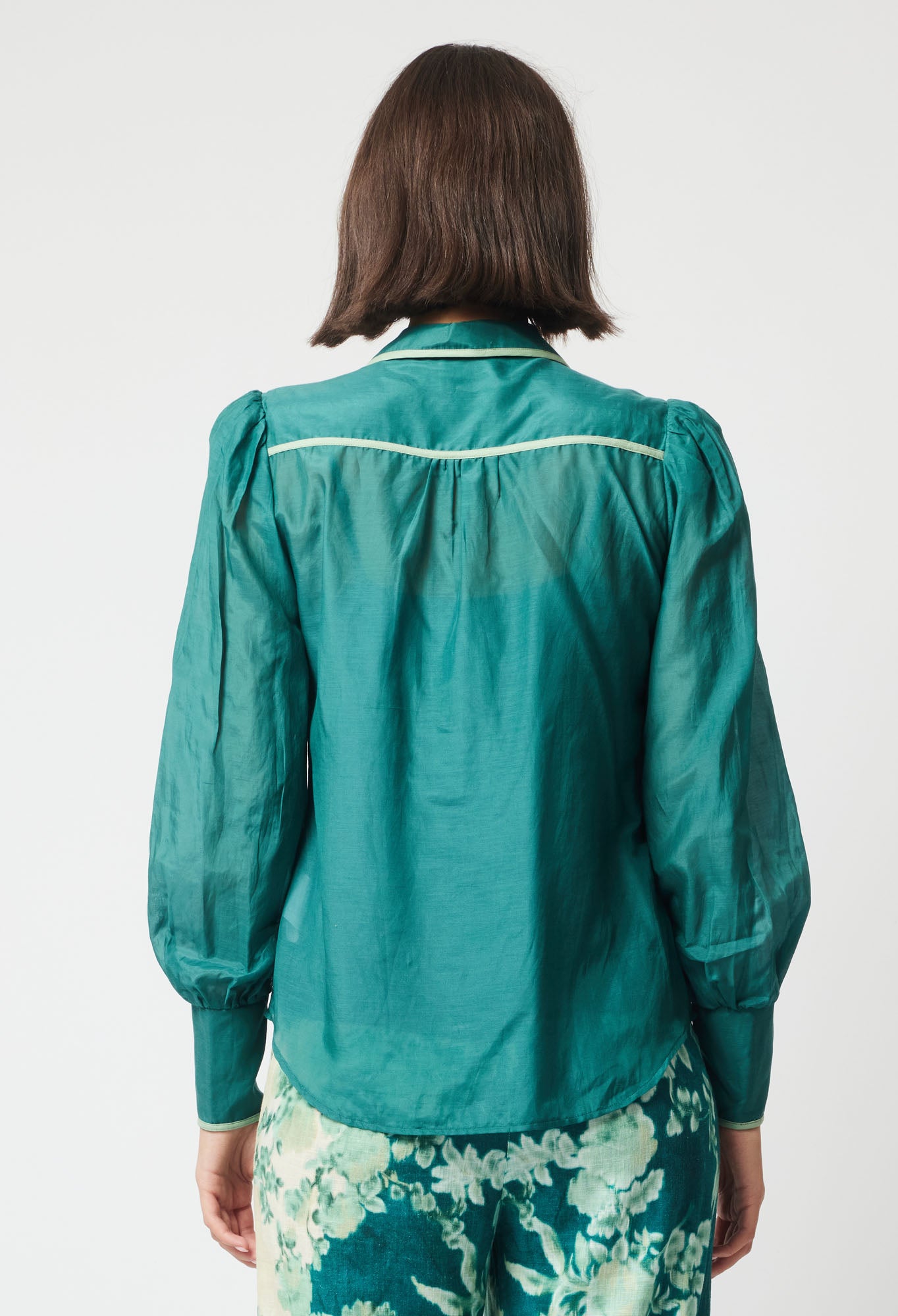 Once Was Pisces Cotton Silk Shirt in Jade