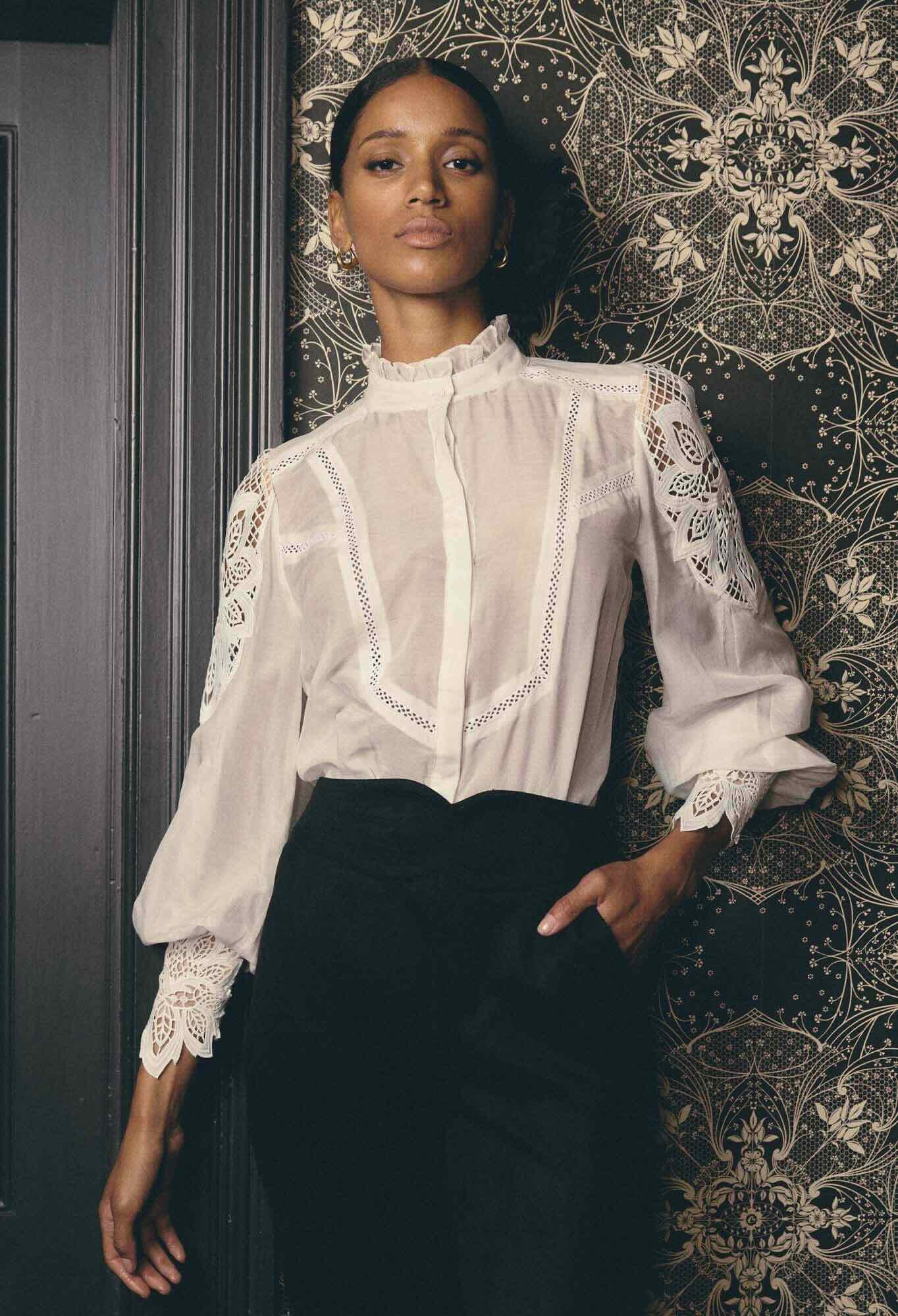 Sevilla Cotton Silk Shirt in Blanca