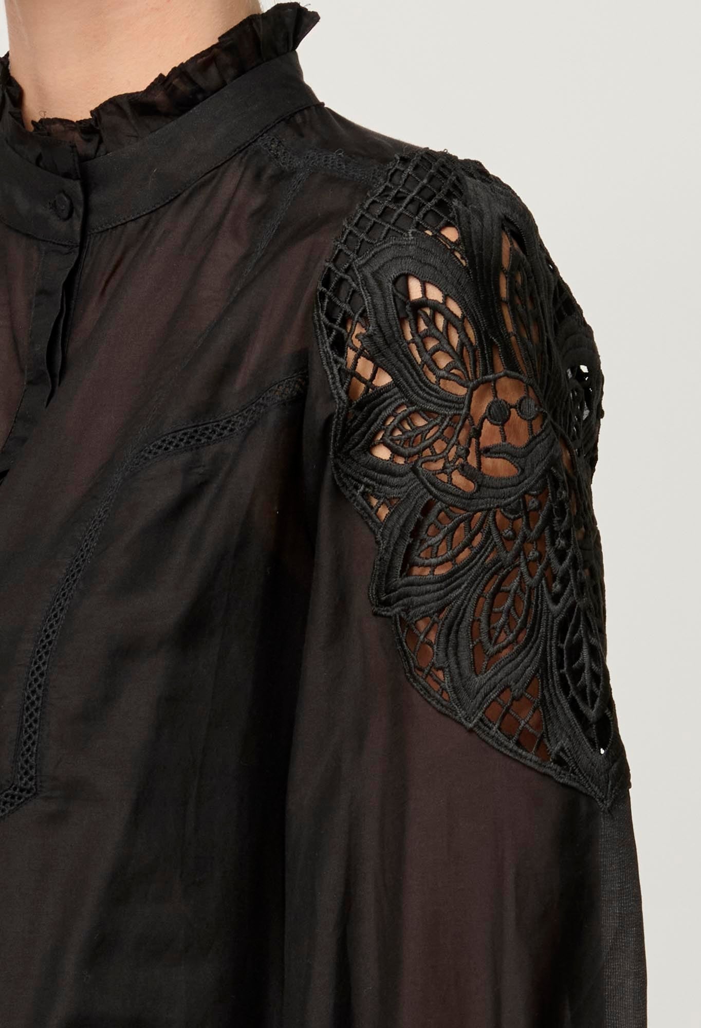 Sevilla Cotton Silk Shirt in Onyx