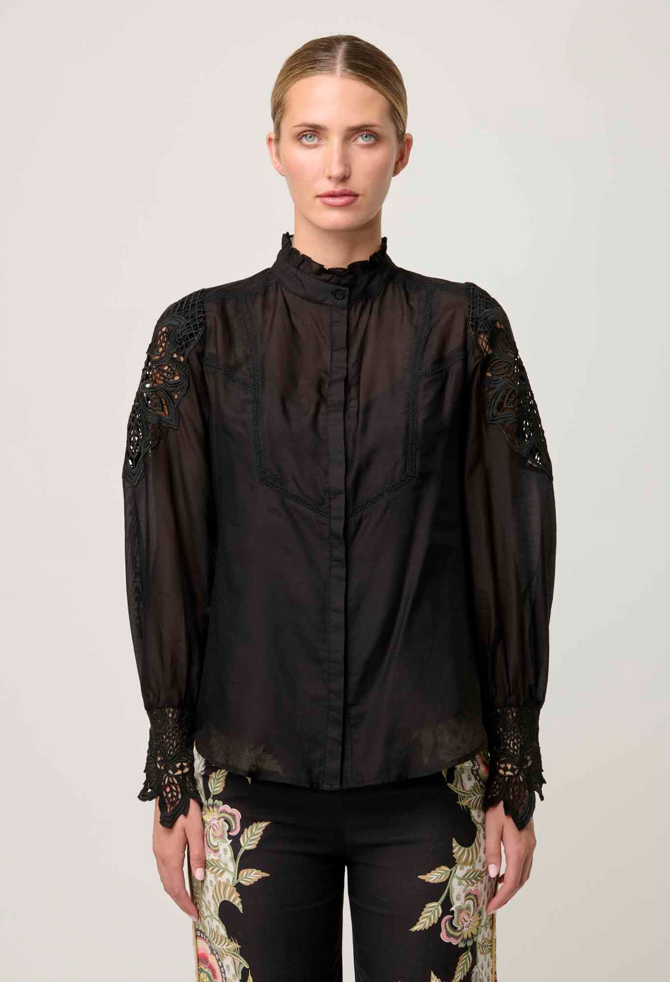 Sevilla Cotton Silk Shirt in Onyx