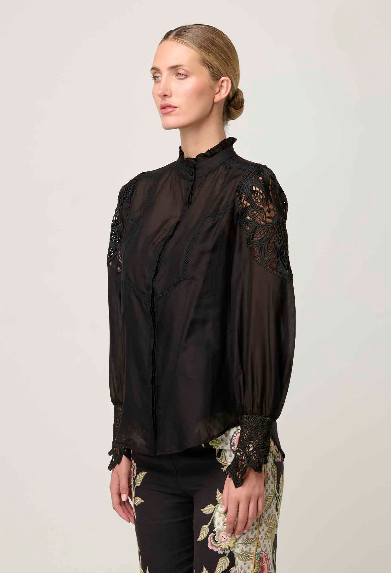 Sevilla Cotton Silk Shirt in Onyx