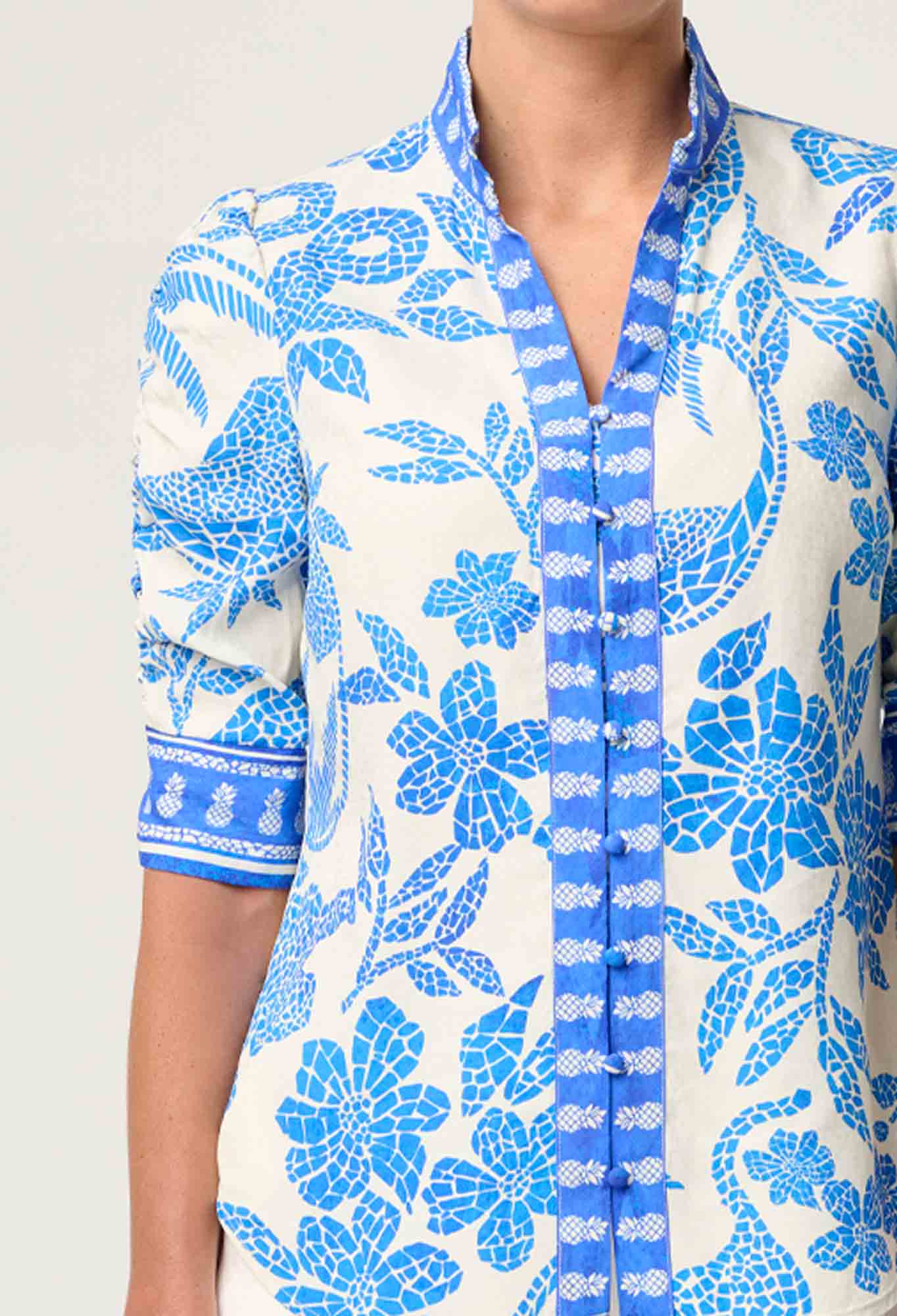 Calantha Viscose Rouched Sleeve Shirt