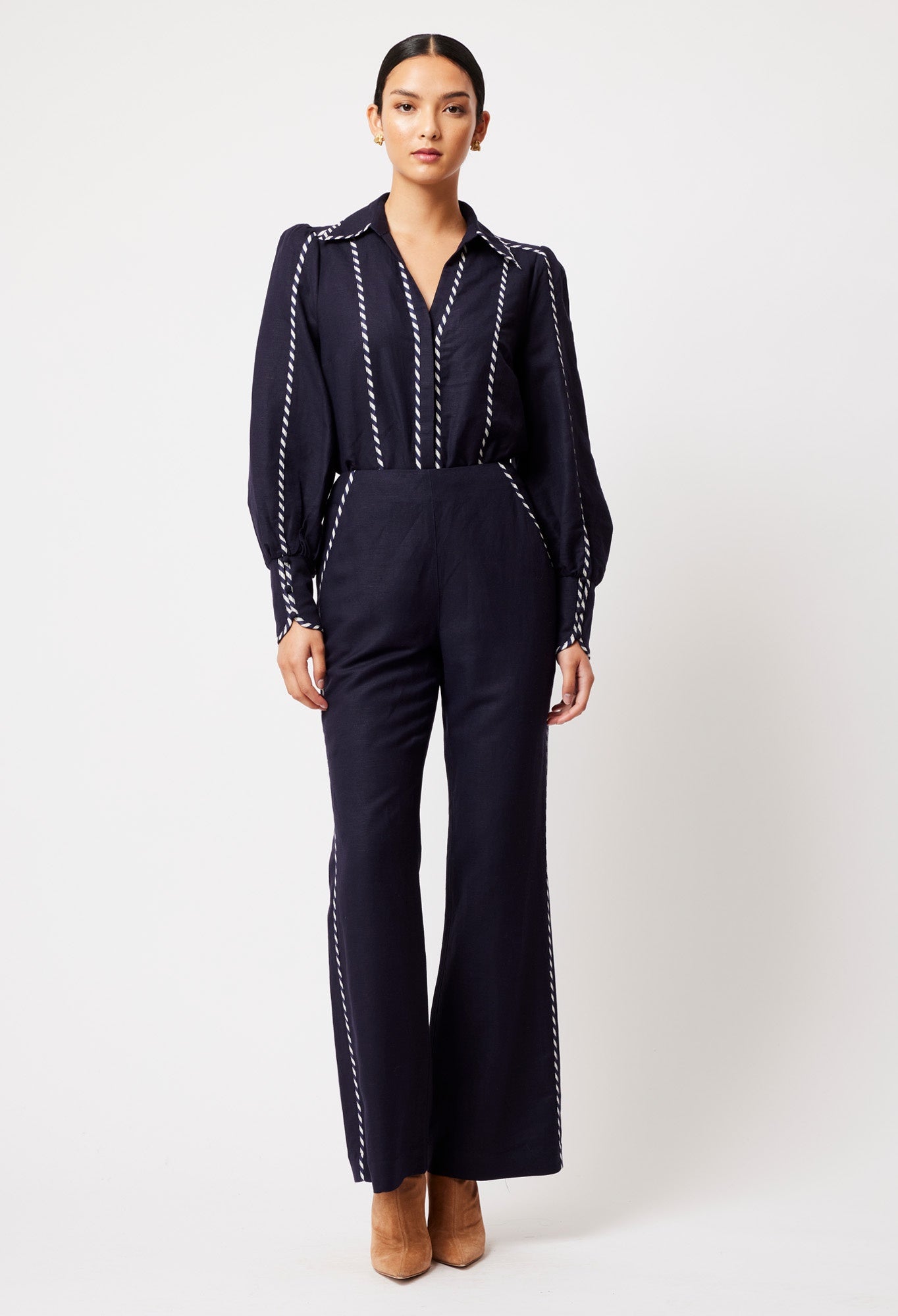 Once Was Ceres Linen Viscose Pant in Ink