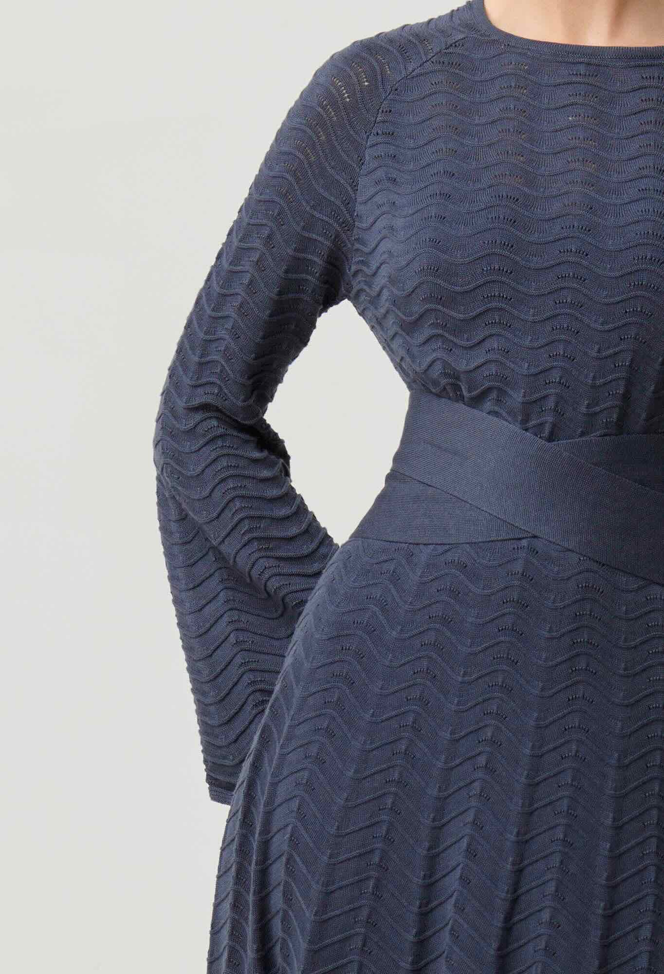 Everett Cotton Lyocell Wave Knit Midi Dress