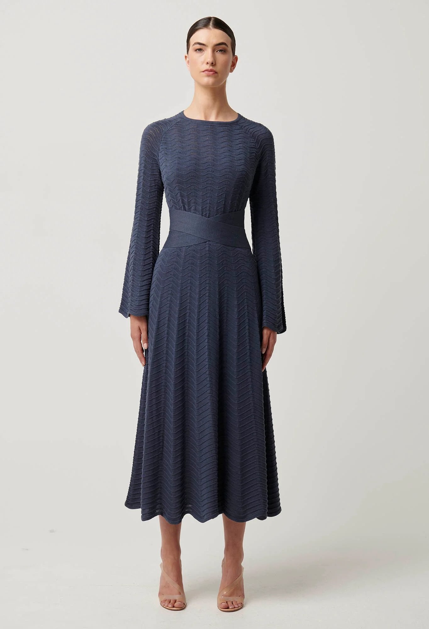 Everett Cotton Lyocell Wave Knit Midi Dress