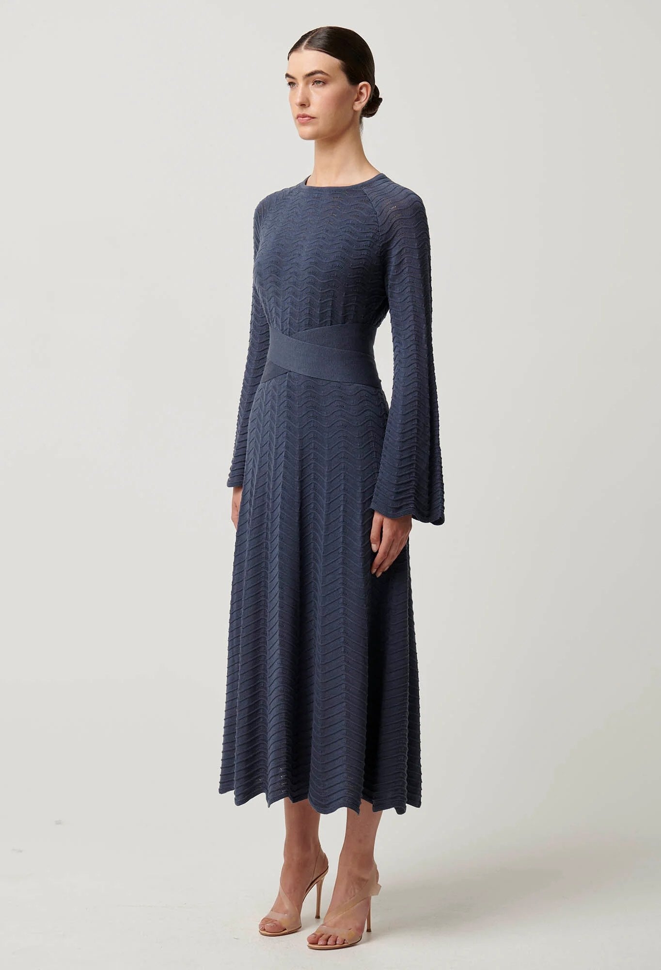 Everett Cotton Lyocell Wave Knit Midi Dress