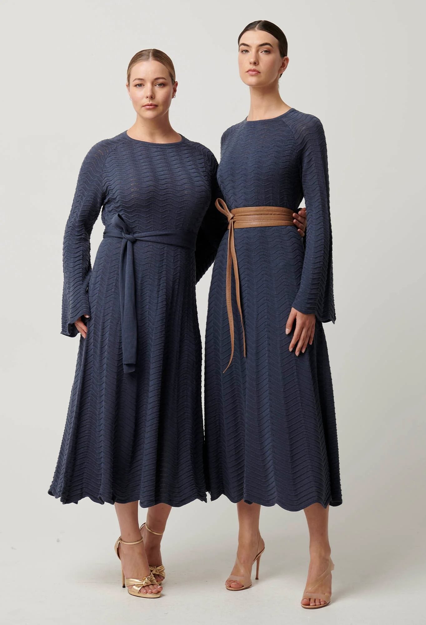 Everett Cotton Lyocell Wave Knit Midi Dress