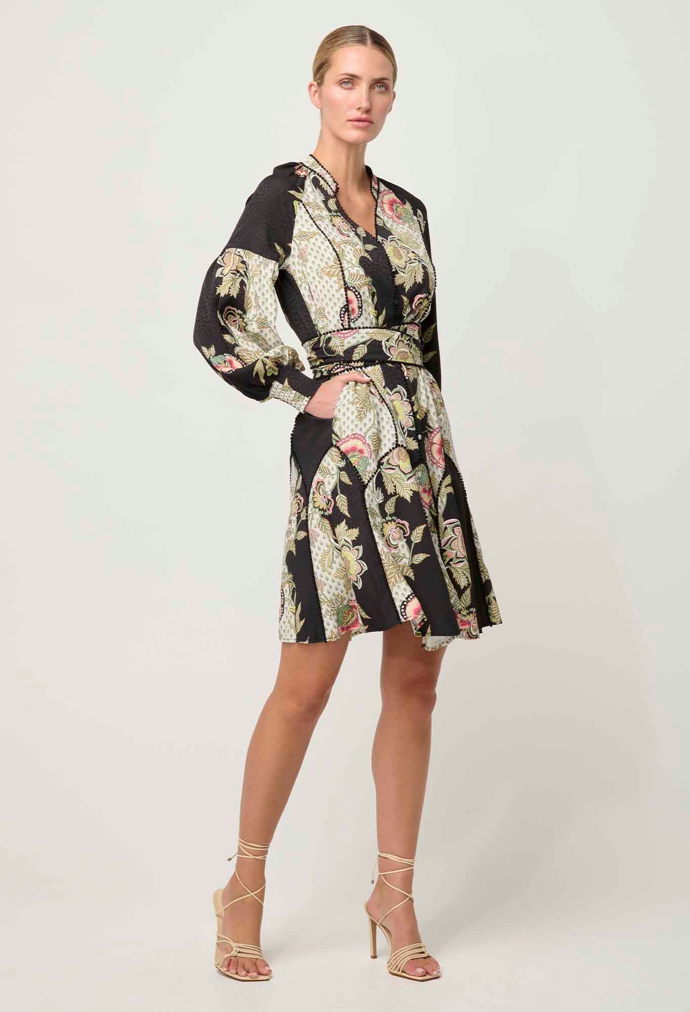 Emersyn Linen Viscose Dress in Mariposa Nero